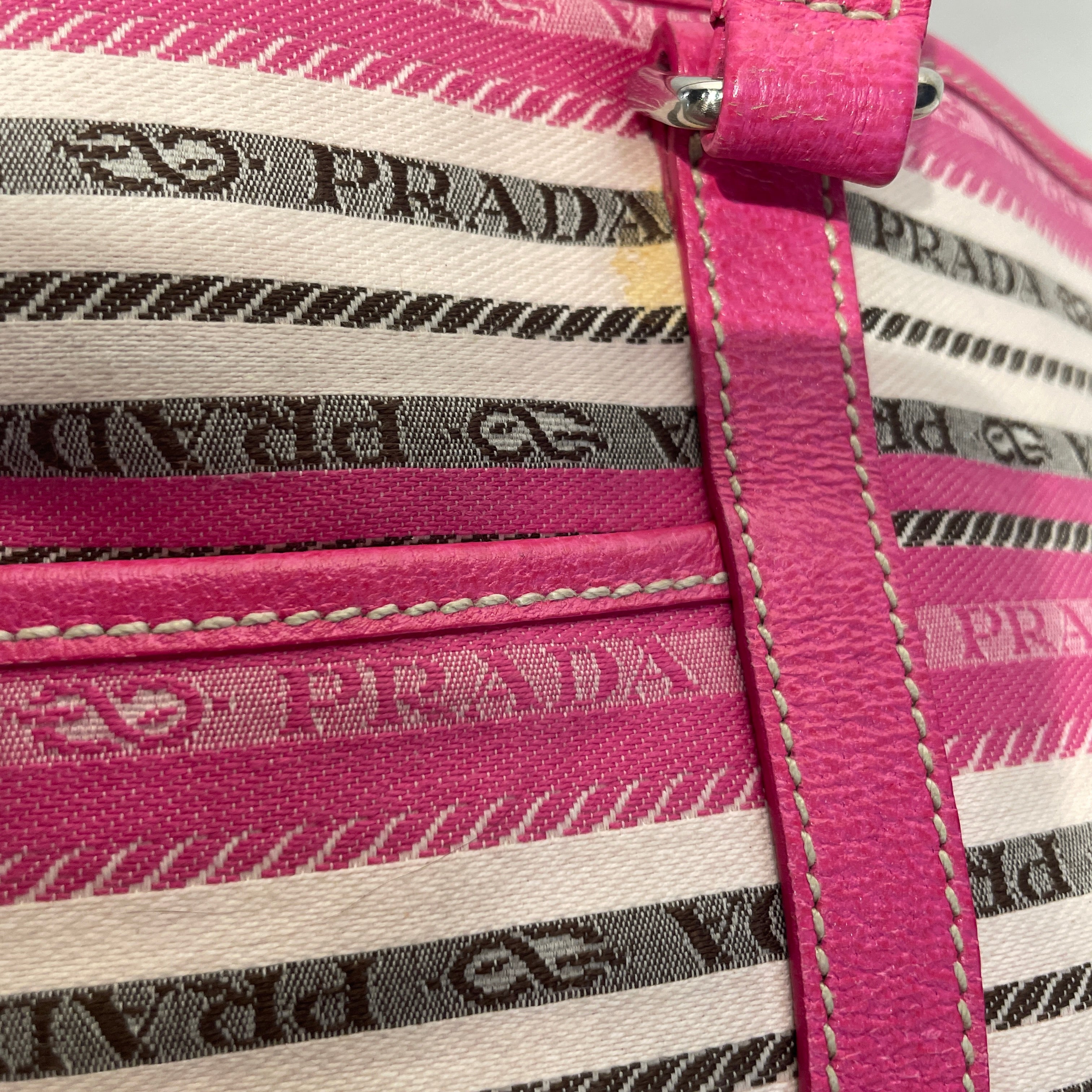 PRADA/Tote Bag/Stripe/PNK/Striped Jacquard Tote view 6