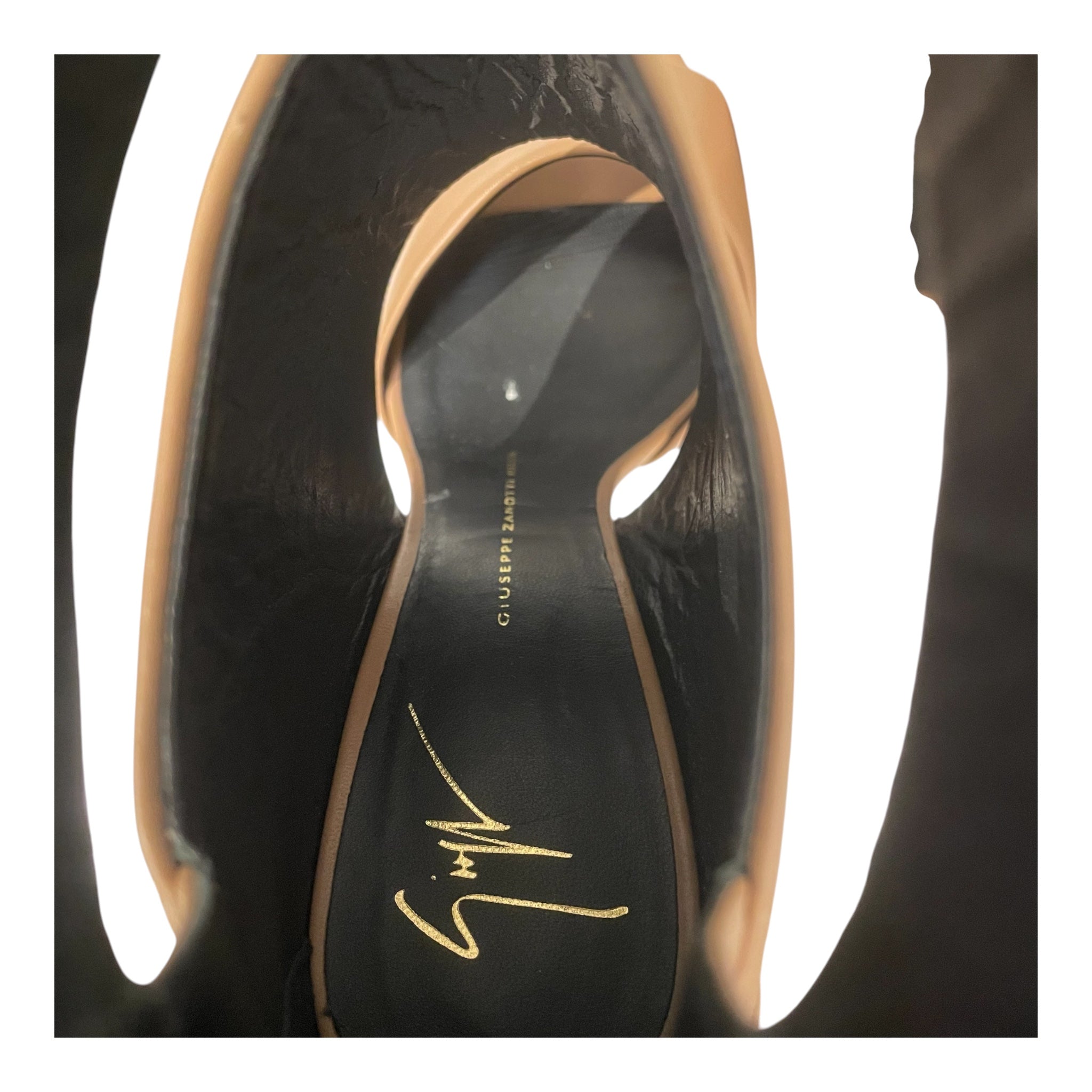 GIUSEPPE ZANOTTI DESIGN/Heels/EU 38/Leather/BEG/Ankle Strap/peep toe sandal high heel view 3