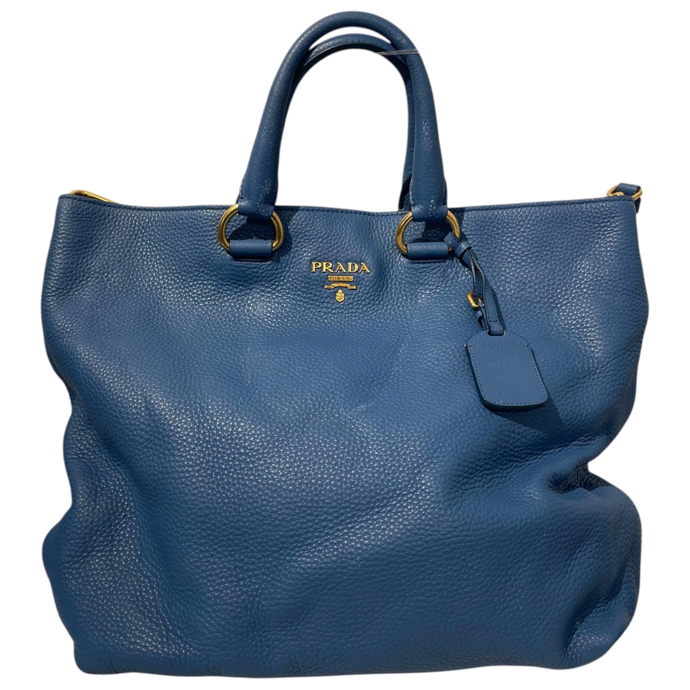 PRADA/Tote Bag/Leather/BLU/leather tote view 1