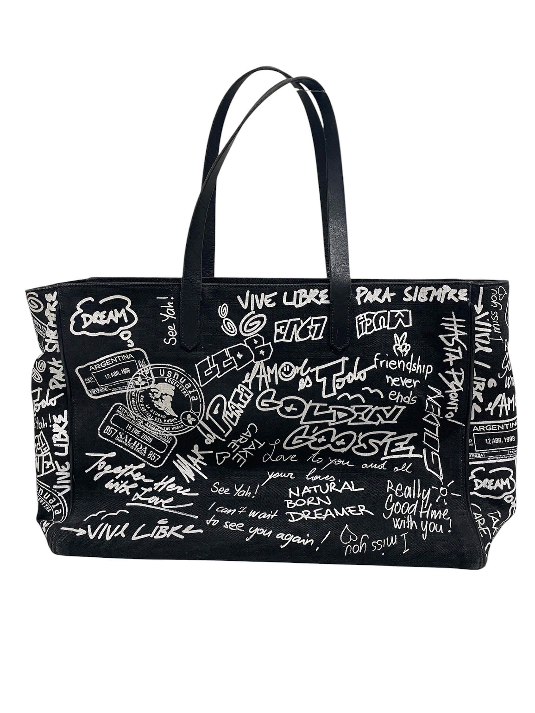 GOLDEN GOOSE/Bag/Cotton/BLK/words all over view 2