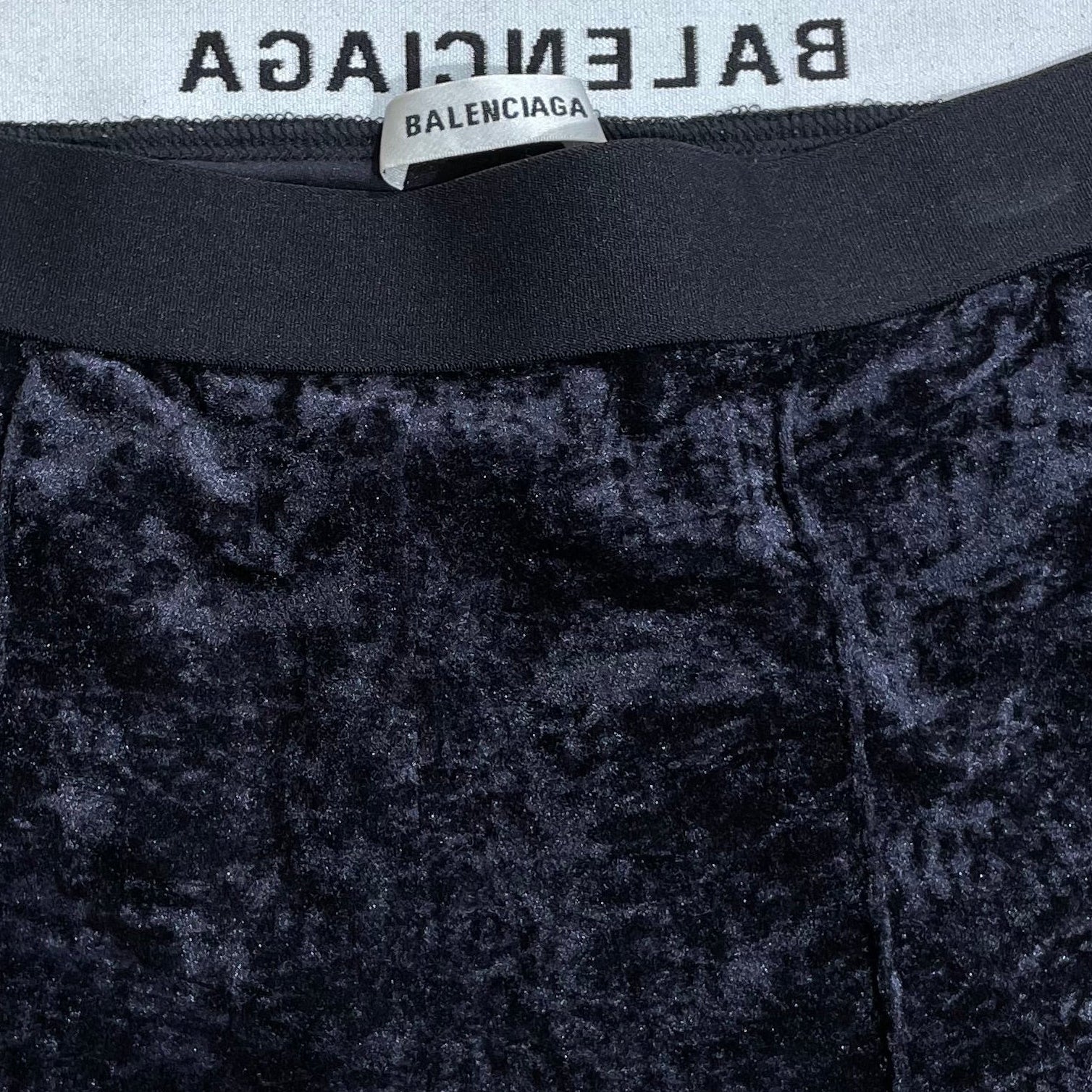 BALENCIAGA/Skinny Pants/40/Velour/BLK/2018 ZIP POCKET CRUSHED VELVET view 3