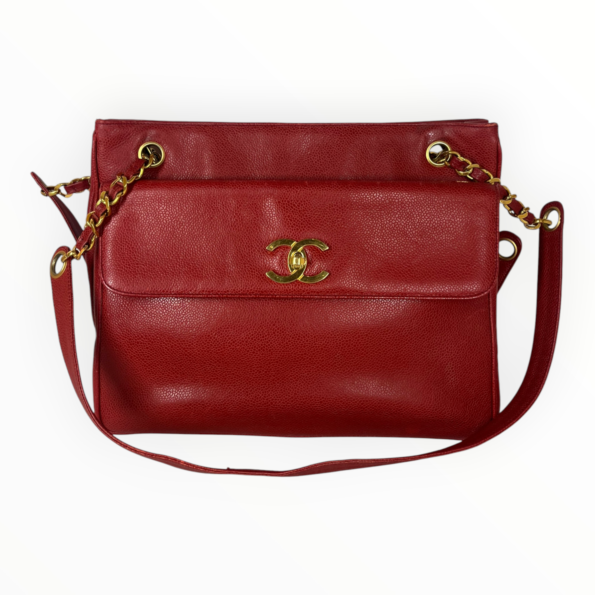 CHANEL/Tote Bag/Leather/RED/GST Cavier Tote view 1