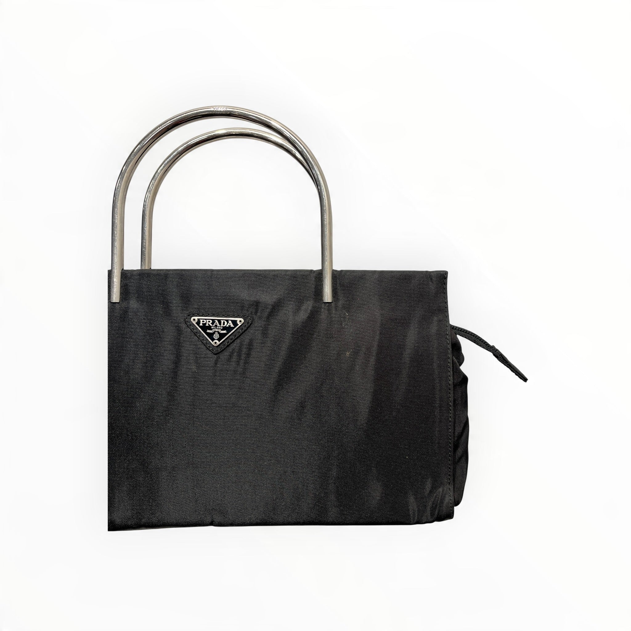 PRADA/Hand Bag/Nylon/BLK/Vintage Tessuto Metal Hand Bag view 4
