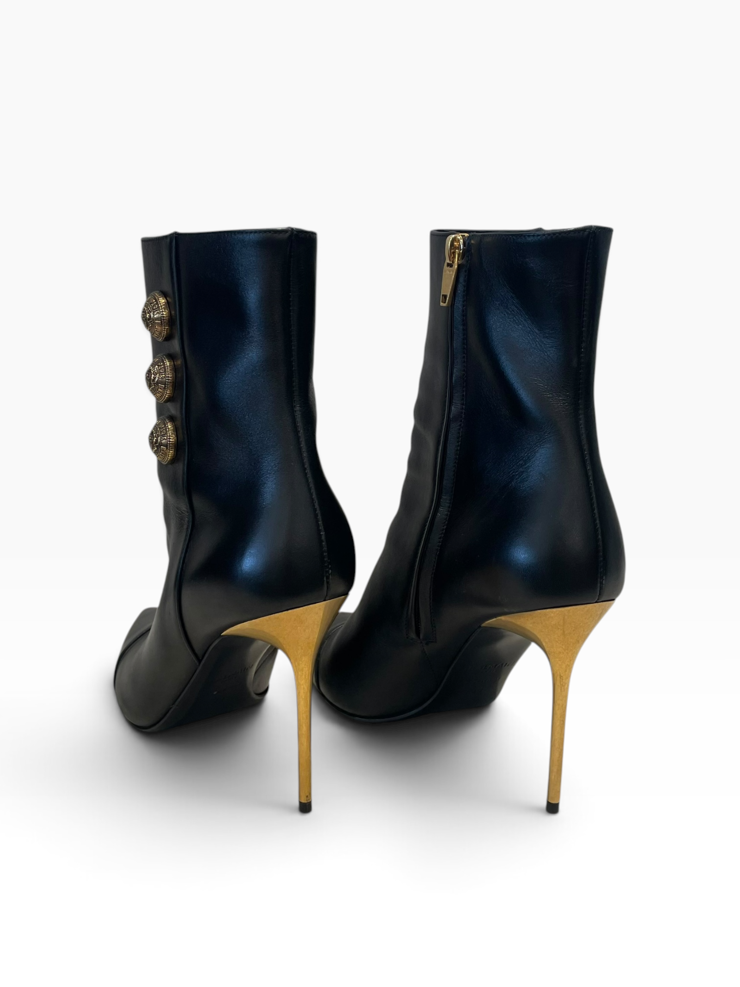 BALMAIN/Booties/EU 40/Leather/BLK/Roni - Gold Embossed Buttons view 2