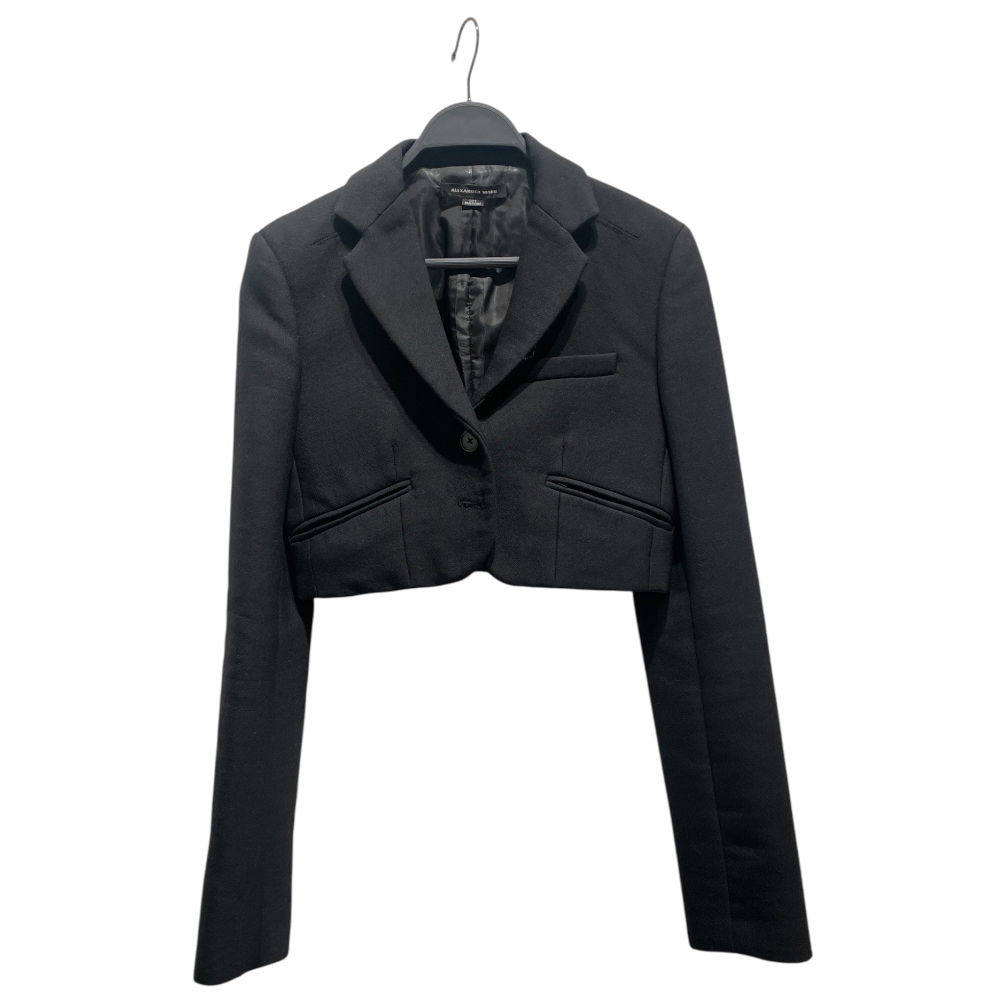 Alexander Wang/Tailored Jkt/2/Wool/BLK/Cropped Wool Blazer view 1