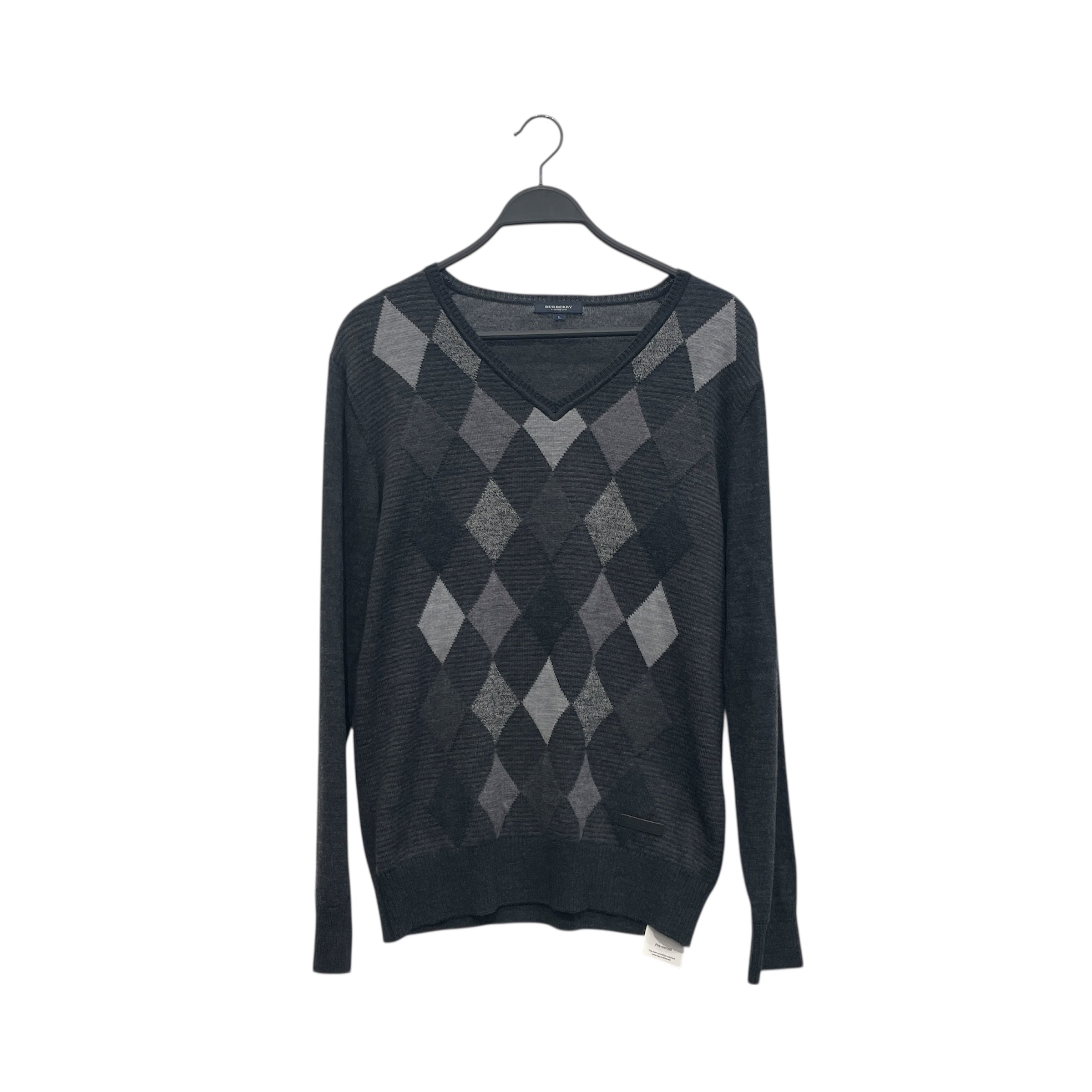 BURBERRY LONDON/Sweater/L/Plaid/Wool/GRY/ view 1
