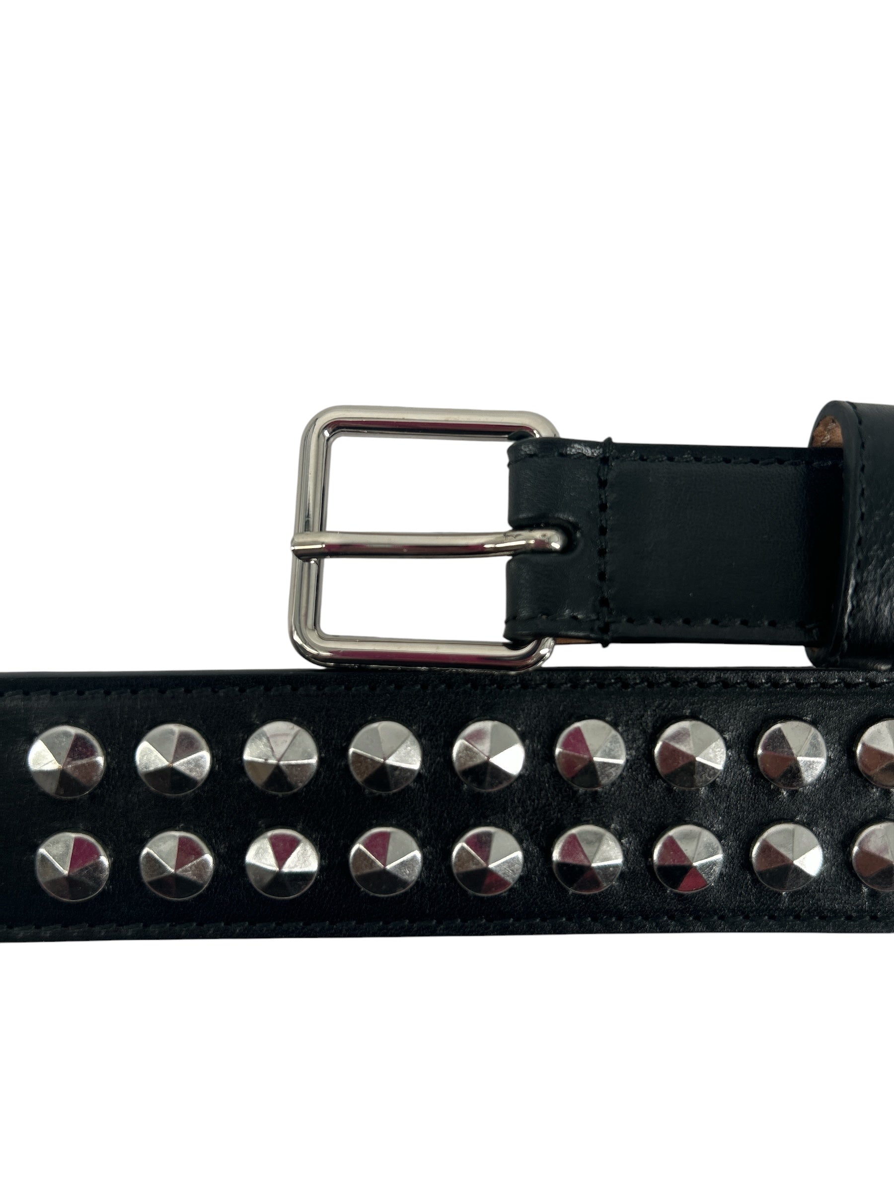 Alexander McQueen/Belt/Leather/BLK/L's/DOUBLE STUDDED BELT SLVR view 3