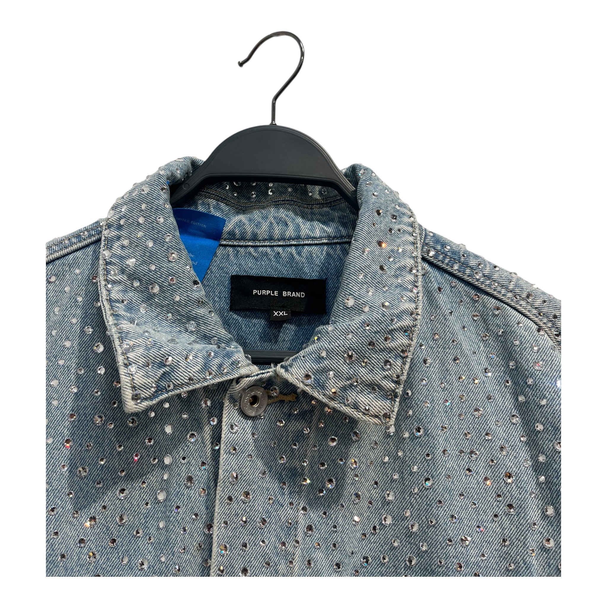 PURPLE BRAND/Denim Jkt/XXL/Cotton/BLU/JEWLED ALL OVER 90'S CUT view 3