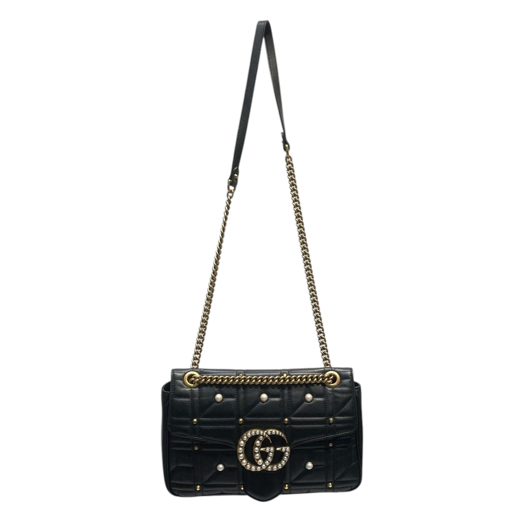 GUCCI/Cross Body Bag/Leather/BLK/Marmont Pearl Bag view 1