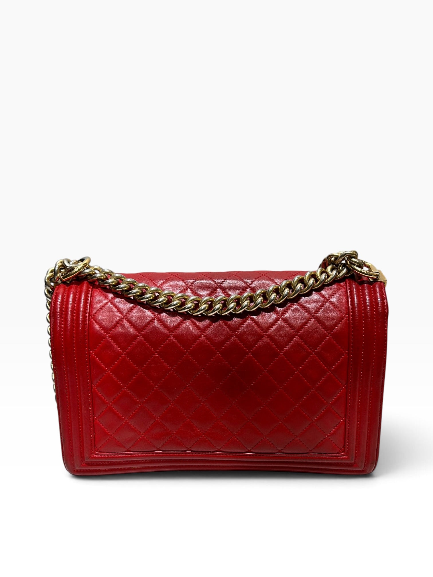 CHANEL/Bag/Leather/RED/BOY BAG QUILTED LAMBSKIN view 2
