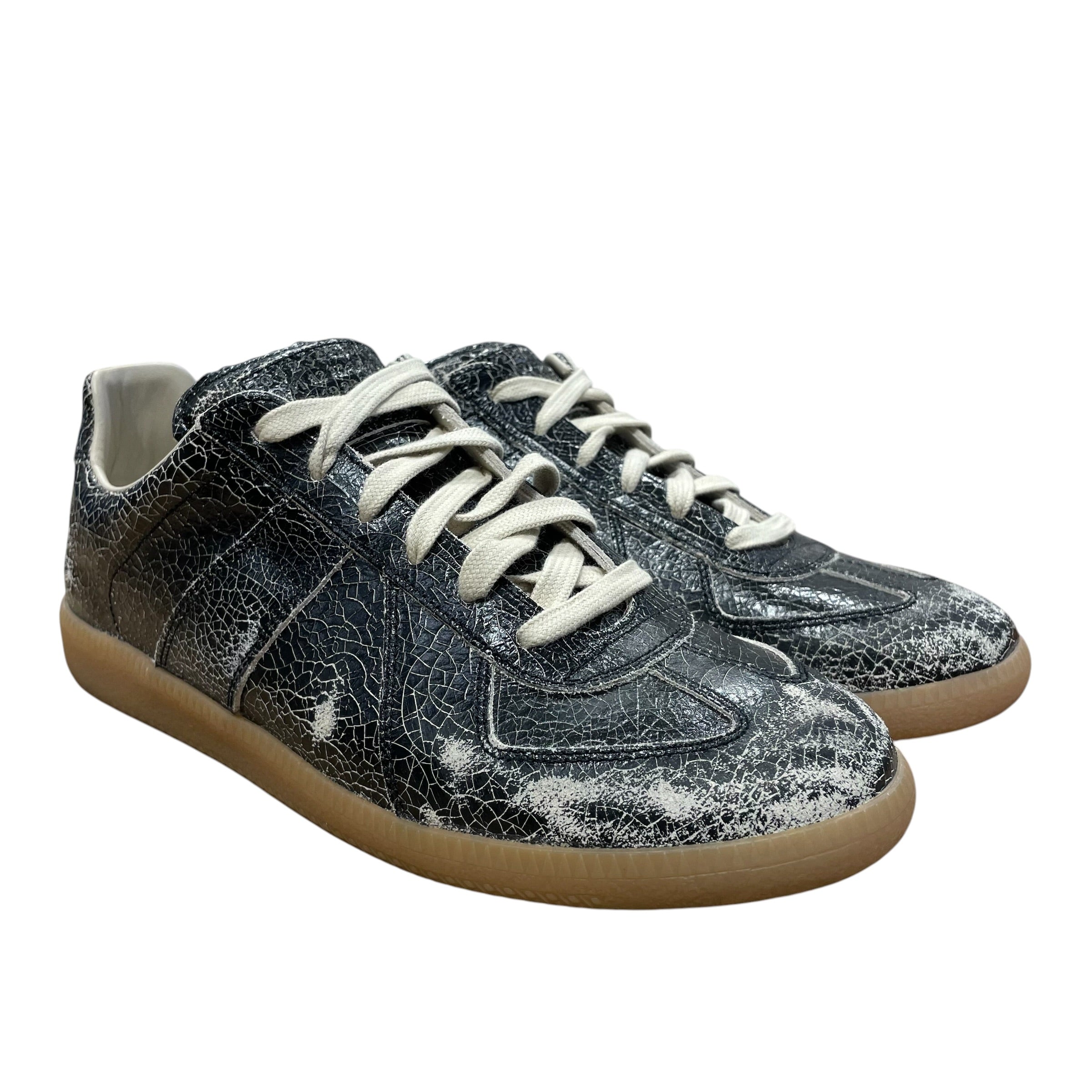 Maison Margiela/Low-Sneakers/EU 41/All Over Print/Leather/BLK/REPLICA CRACKED LEATHER view 1