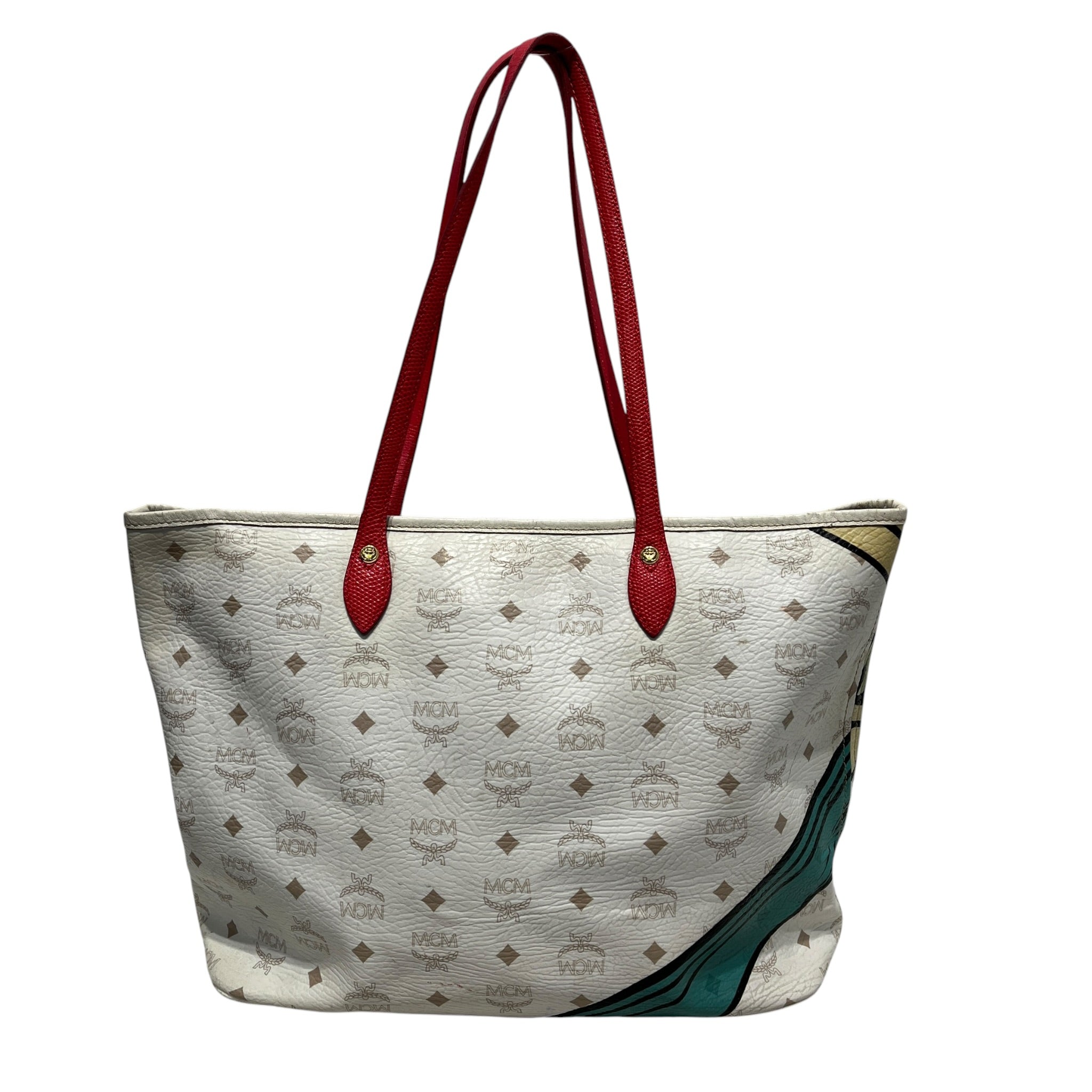 MCM/Tote Bag/Monogram/Leather/WHT/ABSTRACT MONOGRAM VISETOS/RED view 2