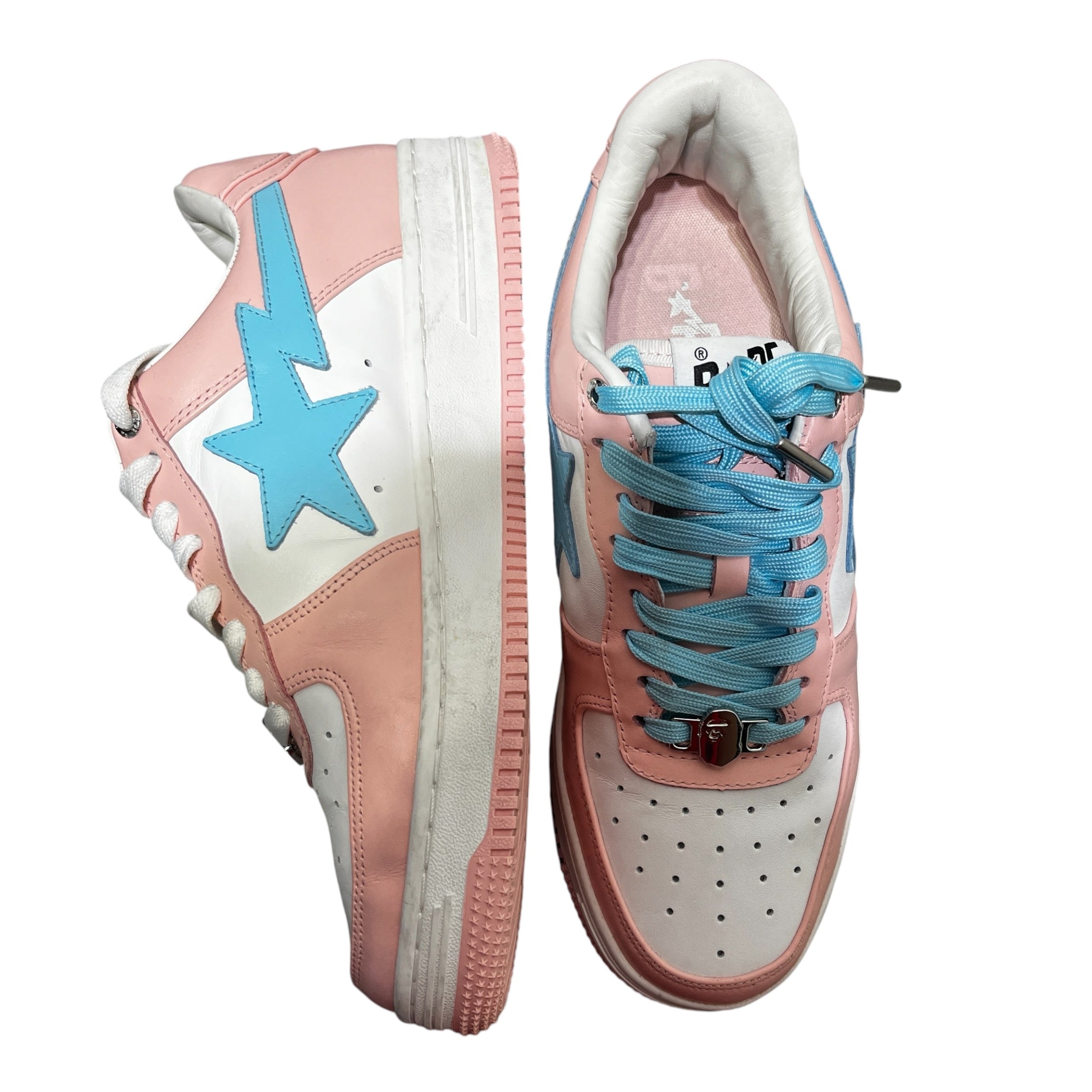 BAPE STA!/Low-Sneakers/US 9/Leather/PNK/PASTEL PINK/BLUE view 4