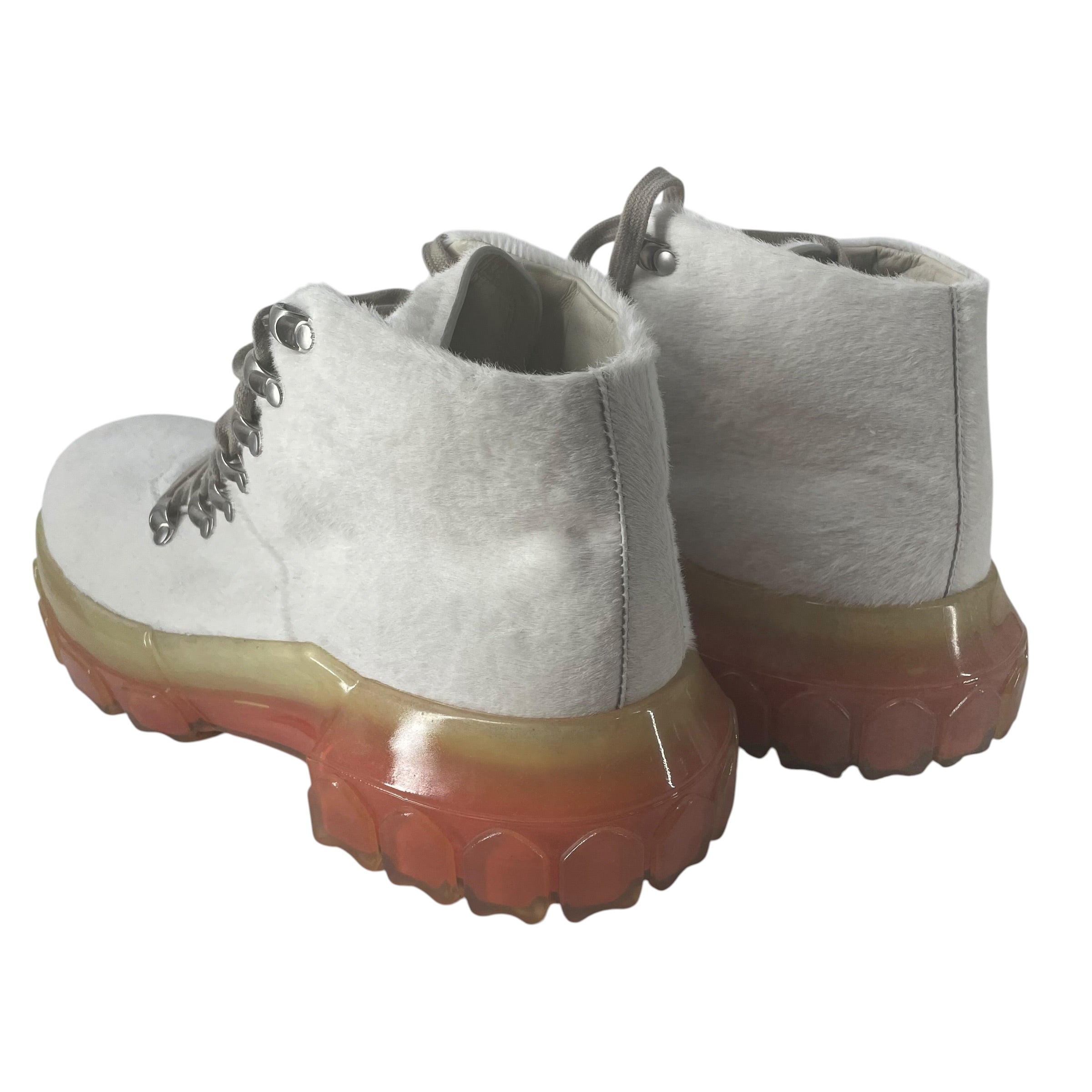 Rick Owens/Lace Up Boots/EU 44/Cowhide/WHT/S20 7888 PONY HAIR TRACTOR view 2