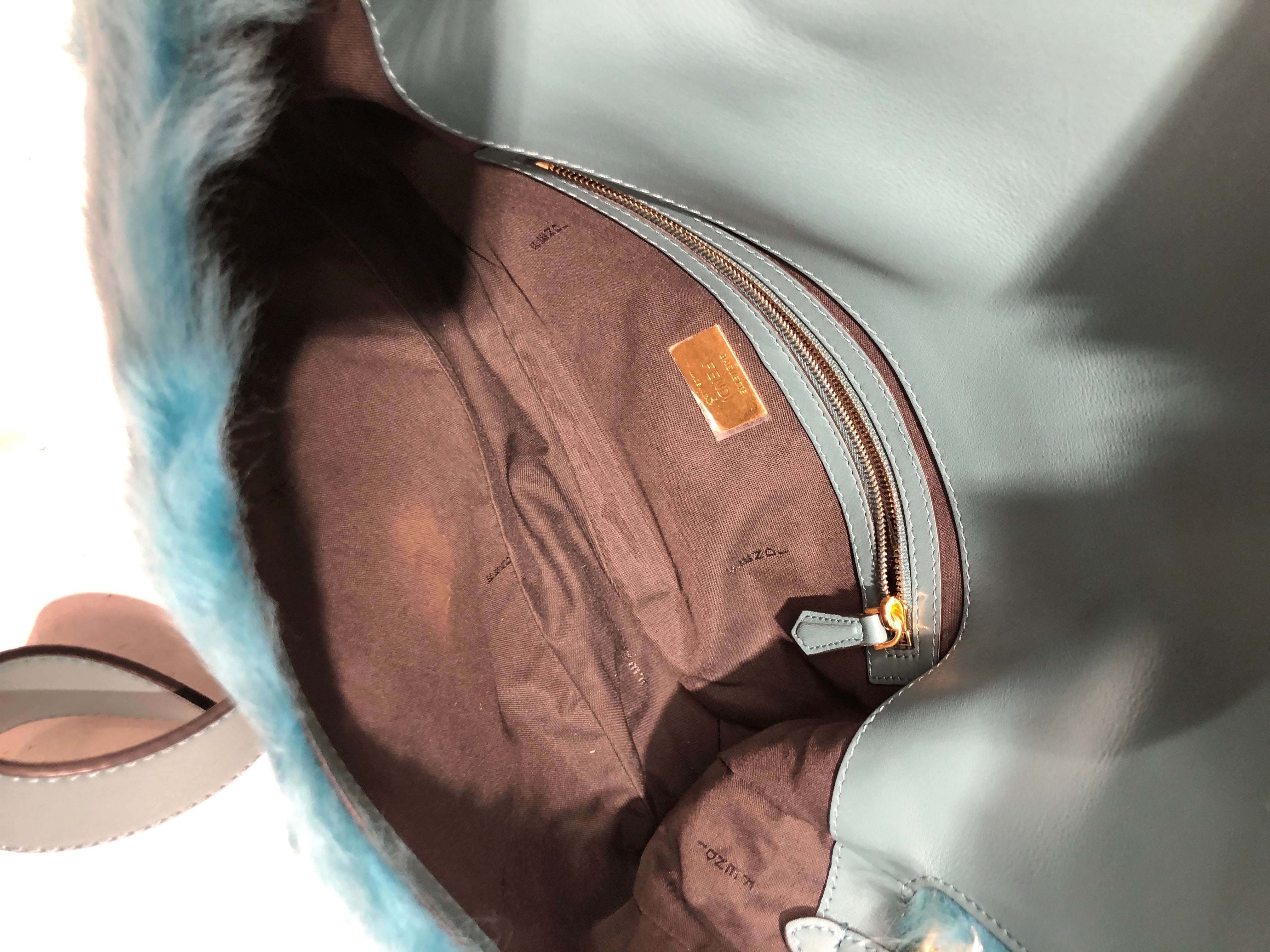 FENDI/Bag/BLU/furry teal bag view 5