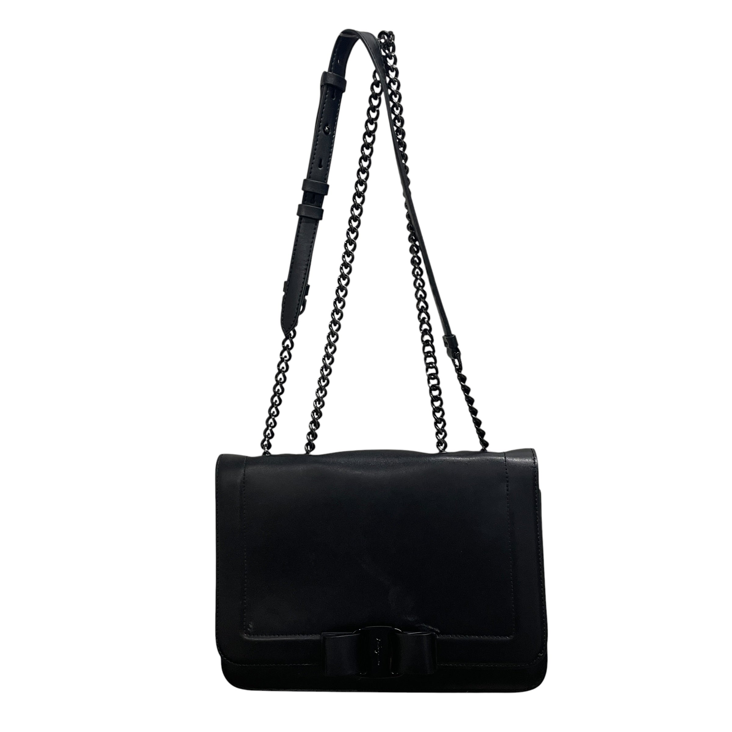 Salvatore Ferragamo/Cross Body Bag/Leather/BLK/ VARA/ BOW/ CHAIN STRAP view 1