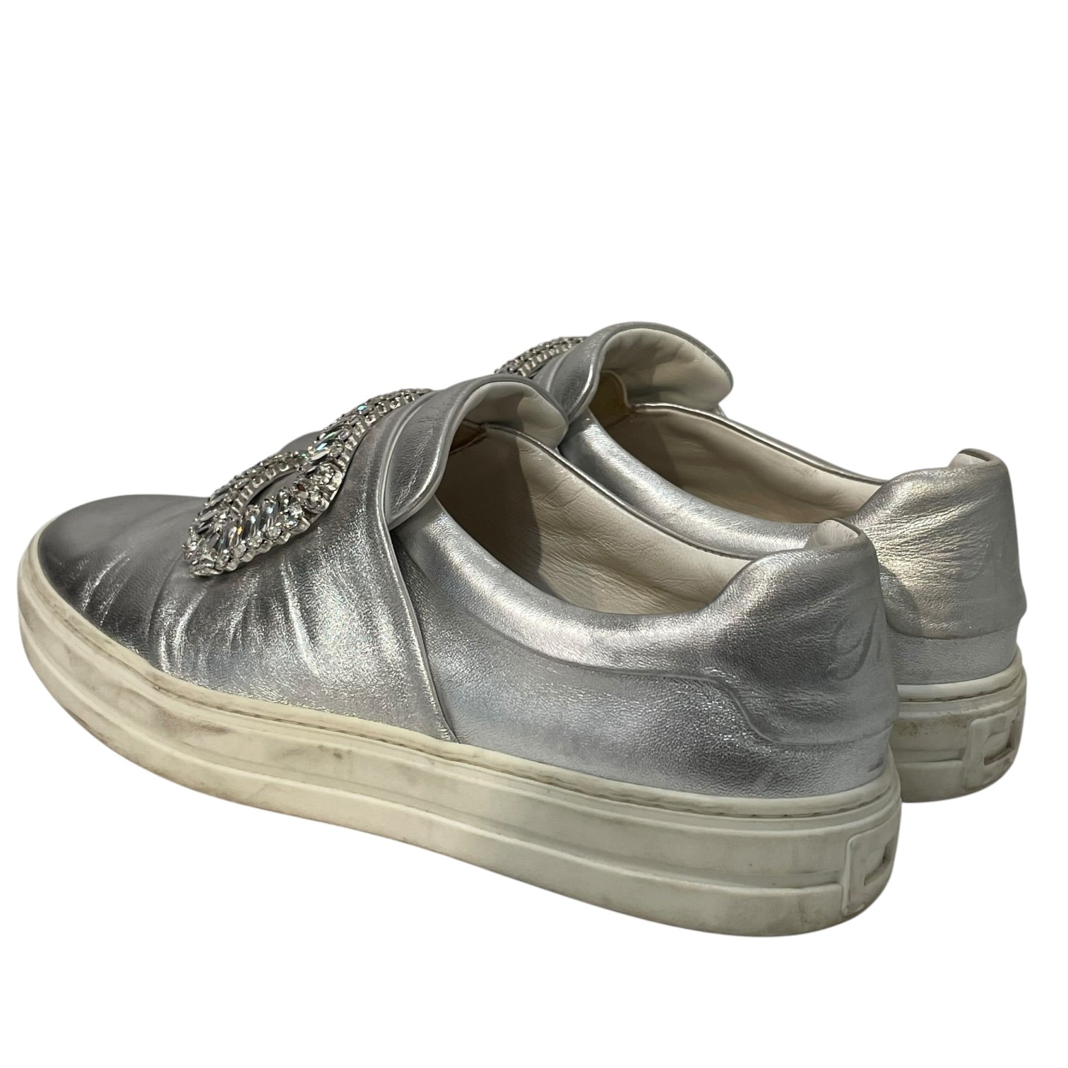 Roger Vivier/Low-Sneakers/EU 36/Leather/SLV/crystal buckle 3d view 2