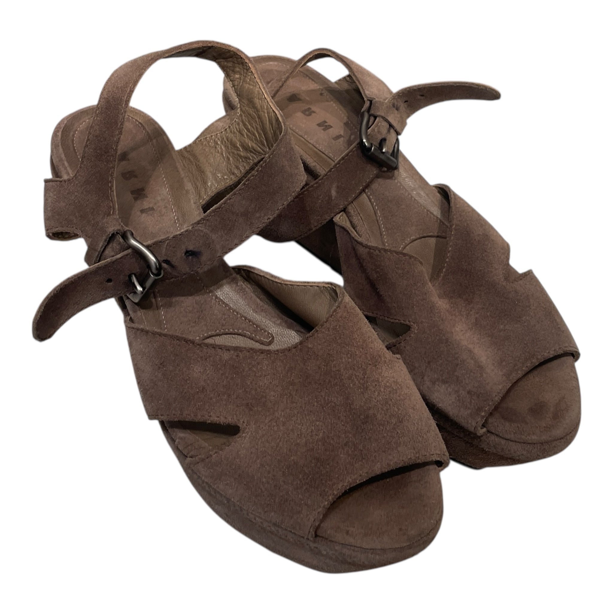 MARNI/Sandals/EU 40/Suede/BRW/WEDGE SANDAL view 1