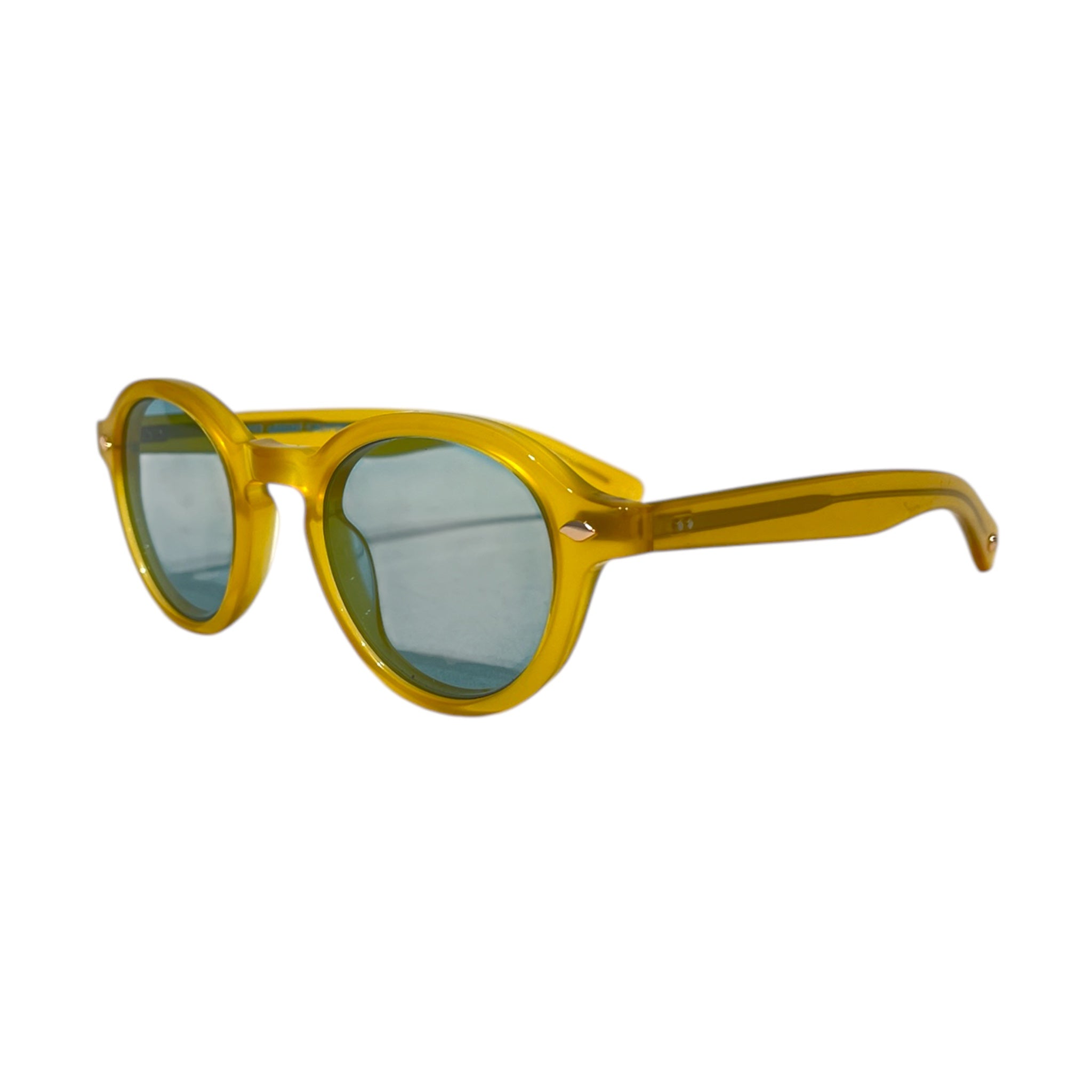 Garrett Leight/Sunglasses/Plastic/YEL/L's/YELLOW ROUND BLUE LENS view 2