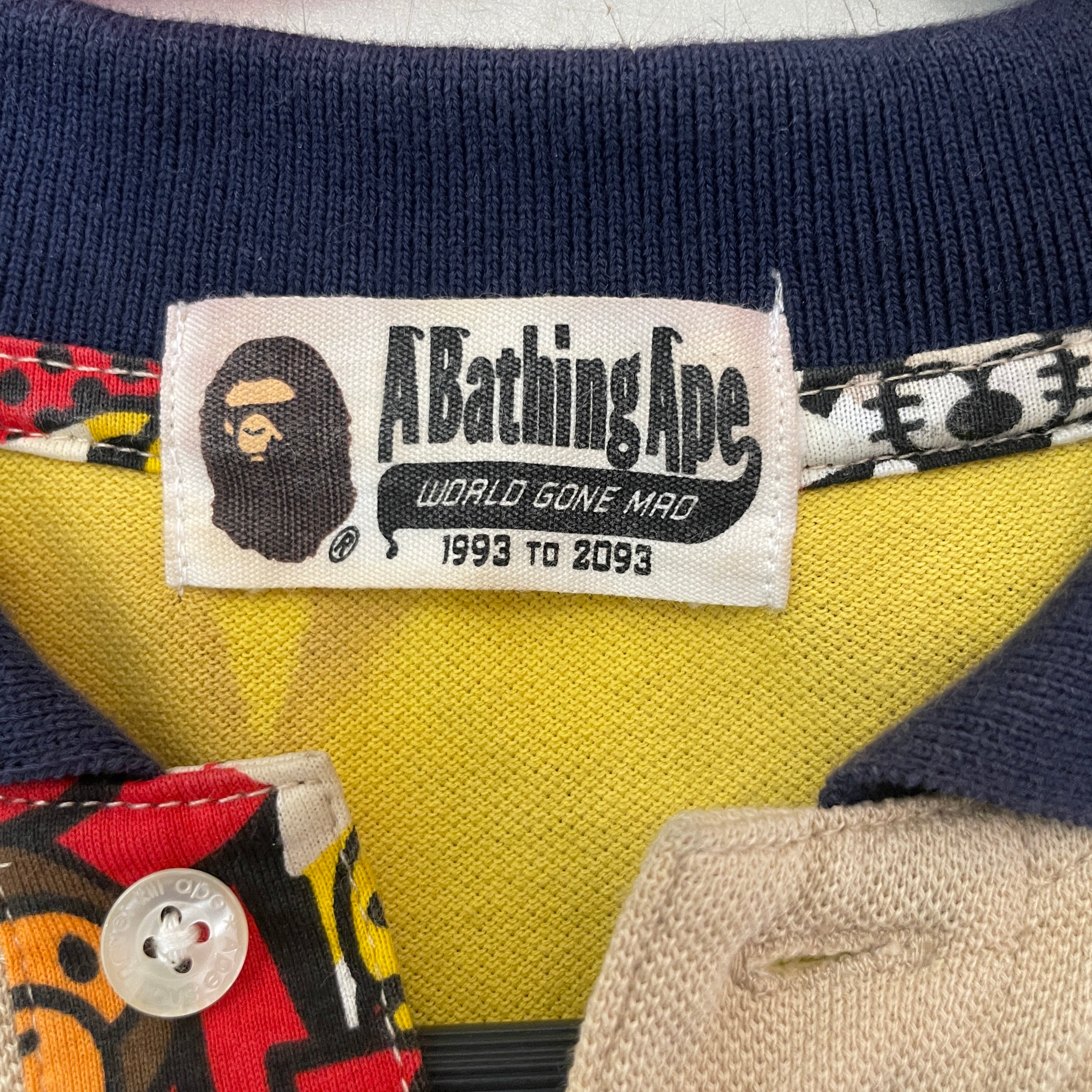 A BATHING APE/Polo Shirt/Cotton/YEL/All Over Print/ view 3