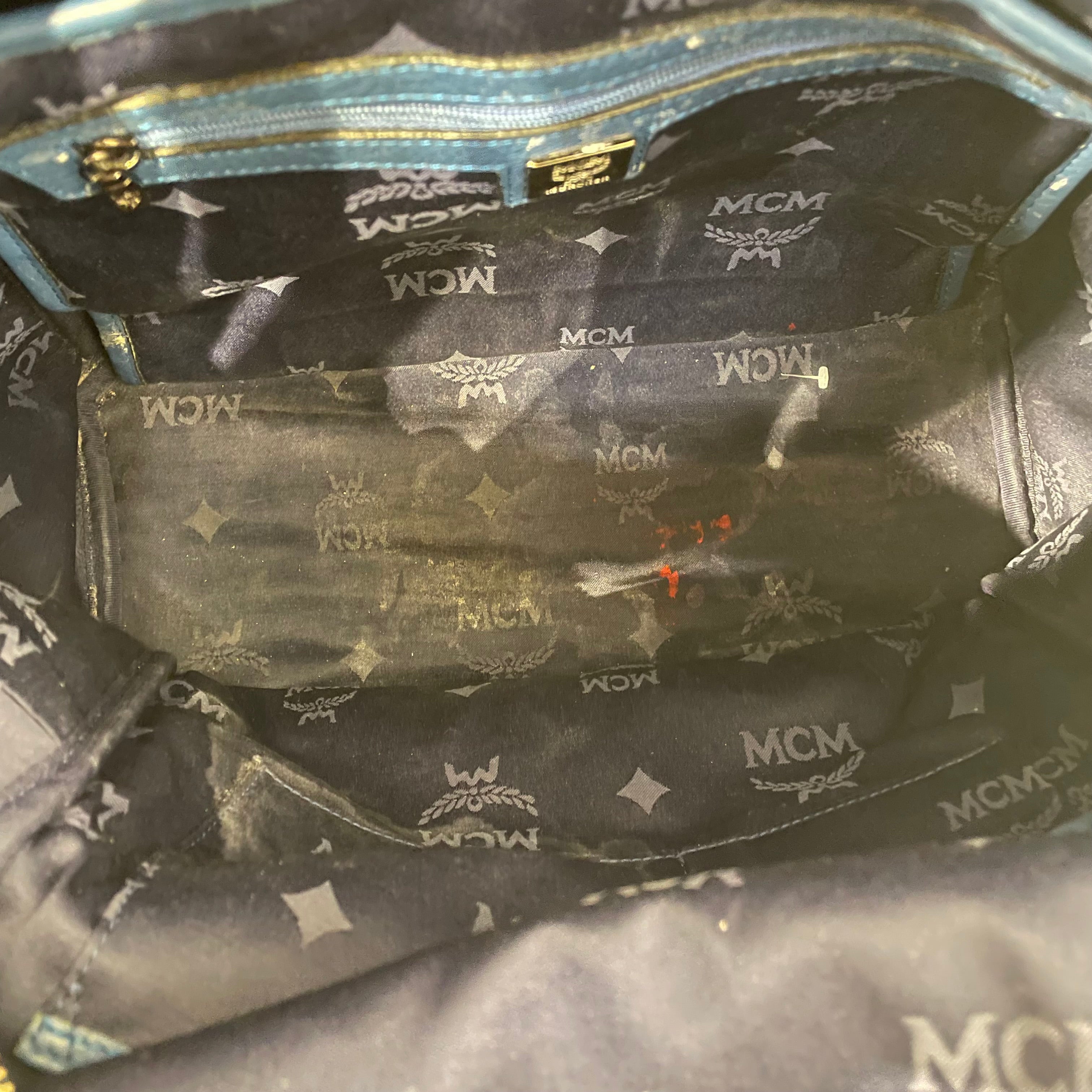 MCM/Backpack/Monogram/Leather/BLU/BLACK ALL OVER LOGO view 4