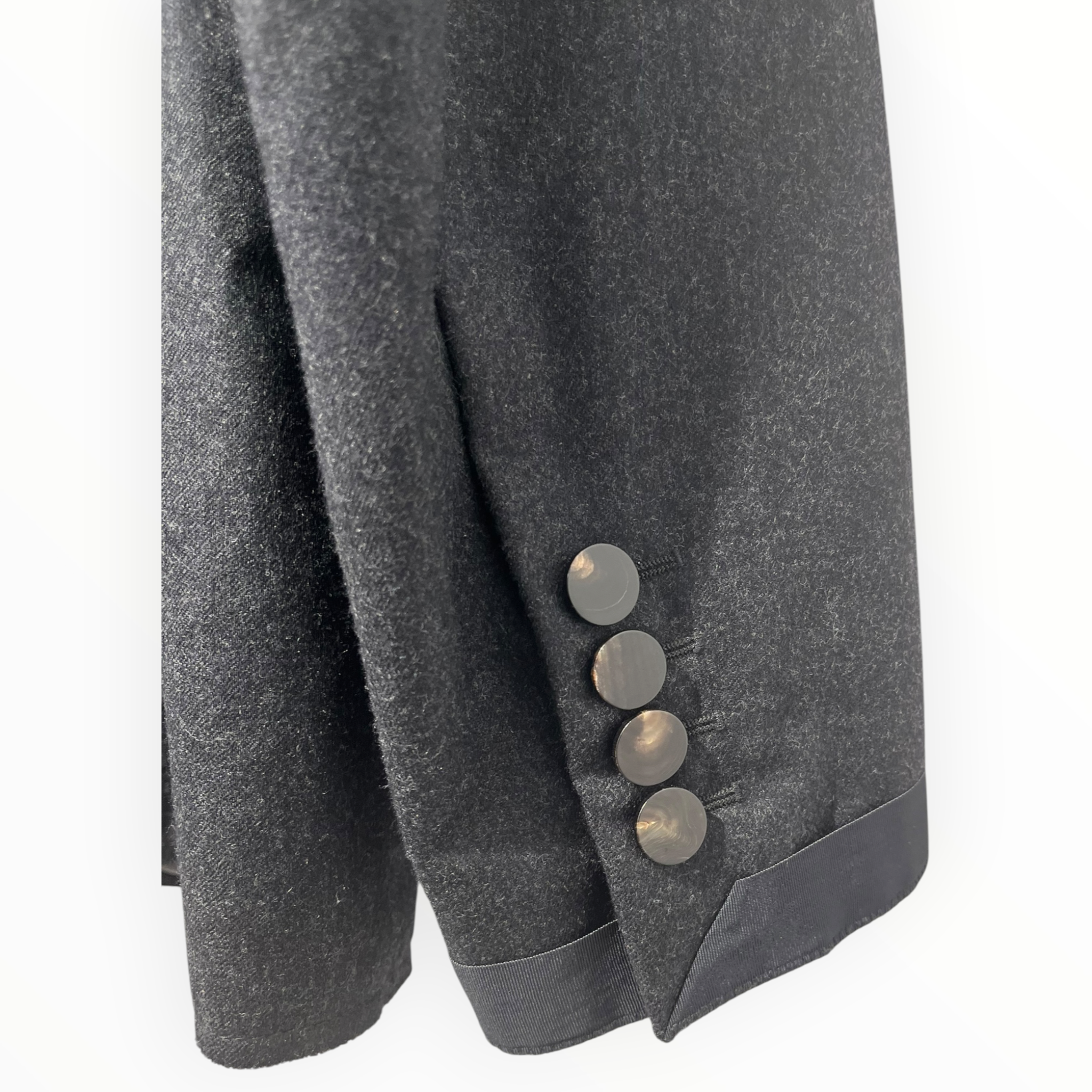 LANVIN/Tailored Jkt/48/Wool/GRY/blk felted neck collar/ M01VG8 view 3