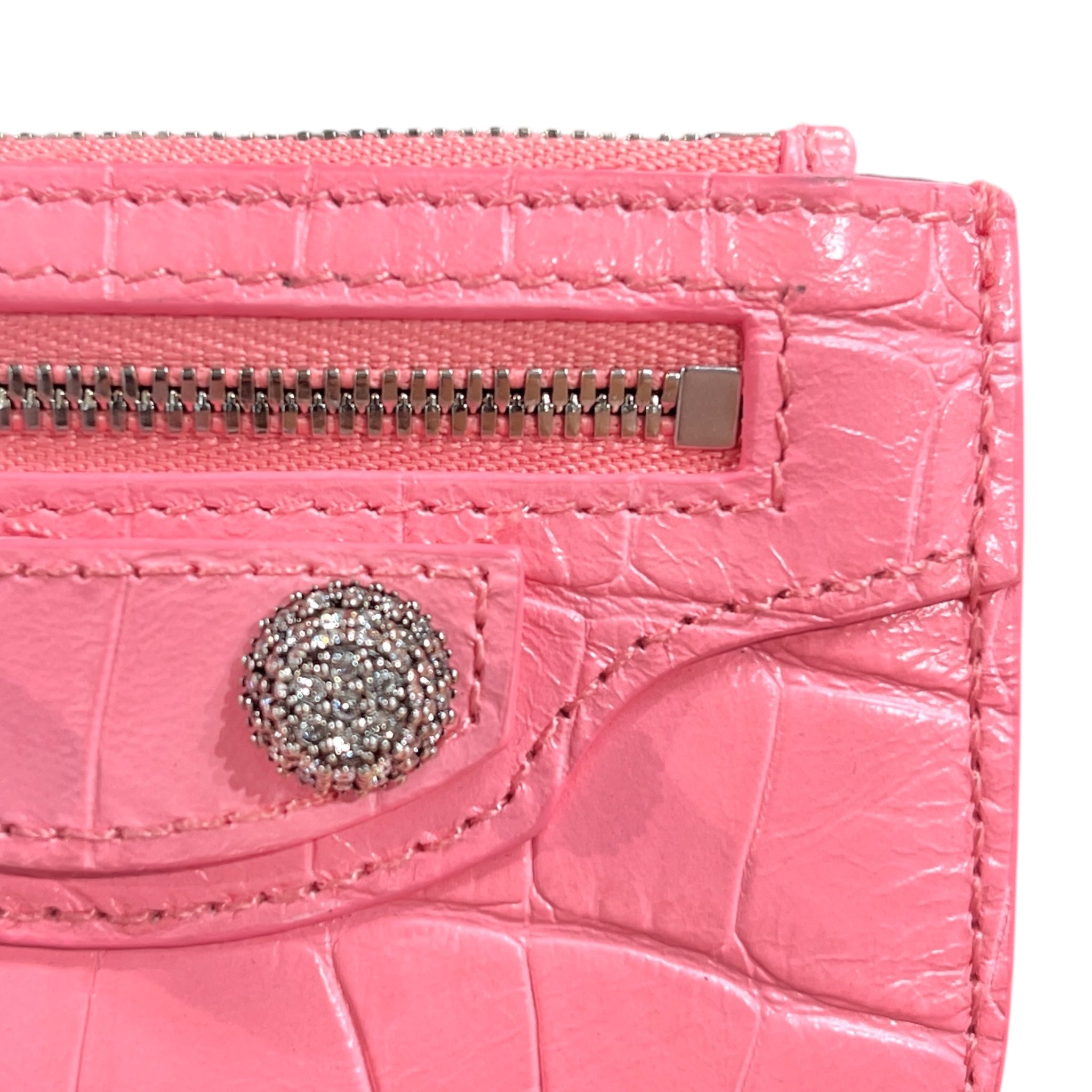 BALENCIAGA/Coin Wallet/Animal Pattern/Leather/PNK/CRYSTAL LE CAGOLE CROCODILE view 6