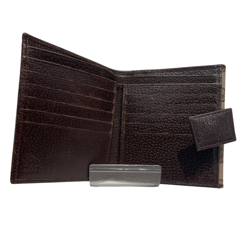 GUCCI/Bifold Wallet/Monogram/Cotton/BEG/SILVER HRDWR BROWN CONTRAST view 4
