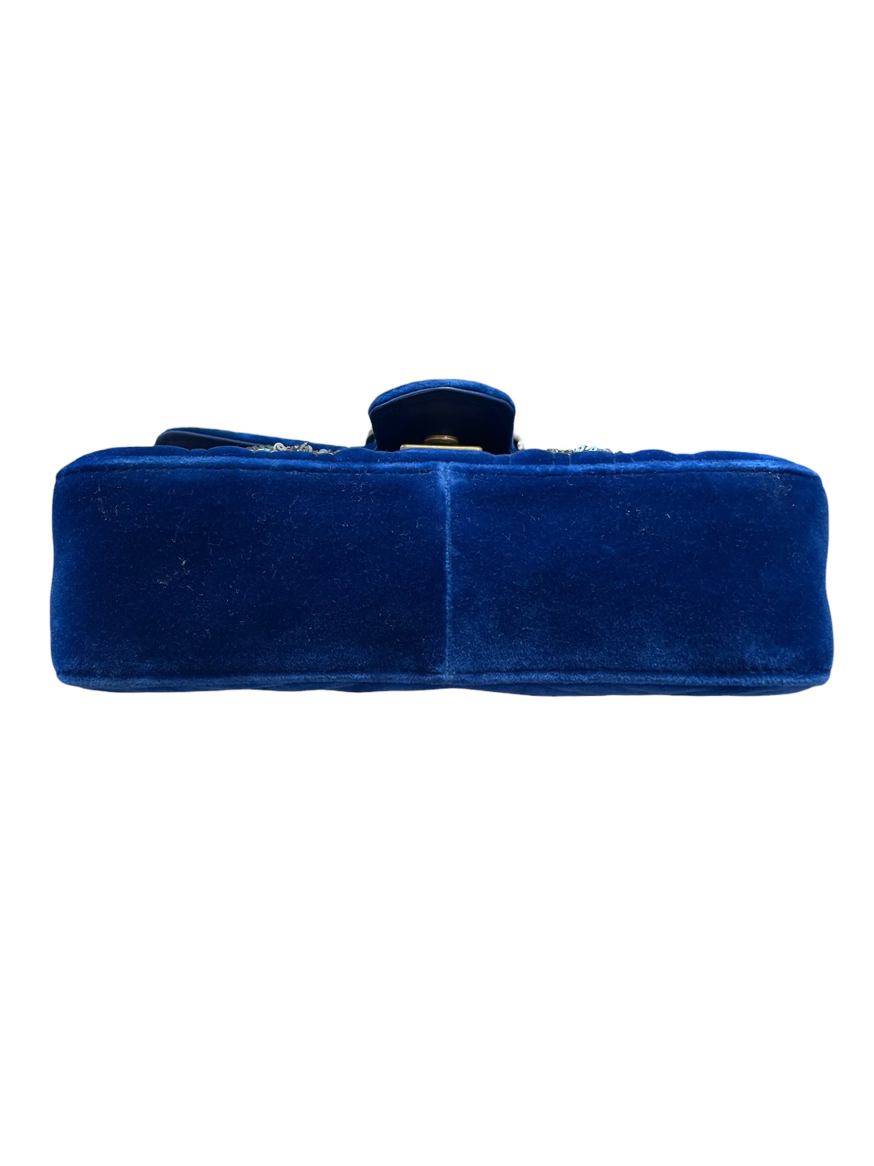 GUCCI/Cross Body Bag/Suede/NVY/VELVET MATELASSE EMBROIDERED view 3