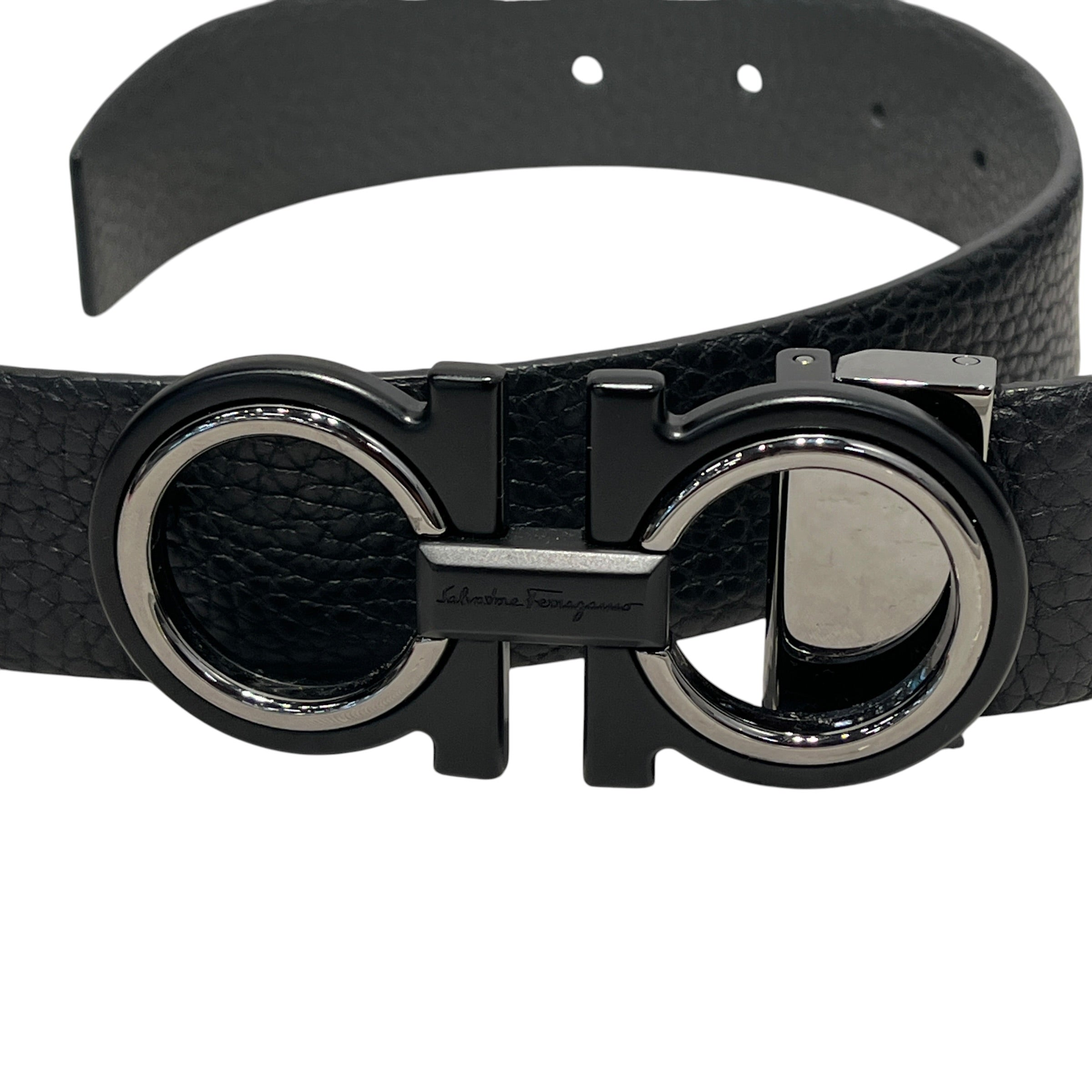 Salvatore Ferragamo/Belt/Leather/BLK/M's/PEBBLED LEATHER/GUNMETAL BUCKL view 8