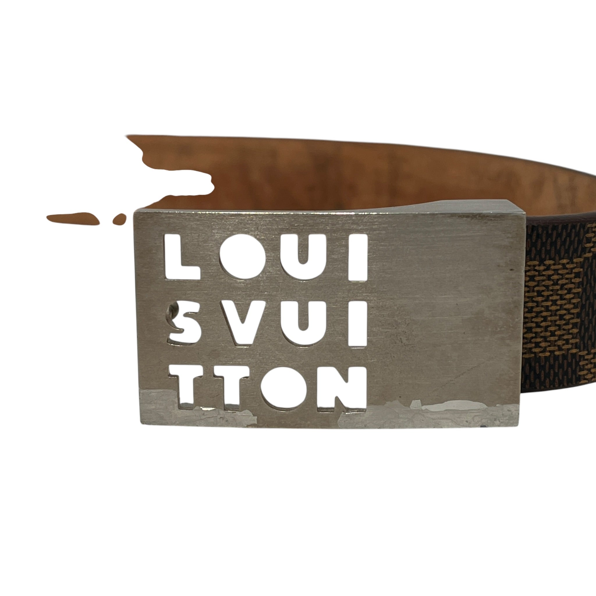 LOUIS VUITTON/Belt/Monogram/Leather/BRW/M's/Ceinture LST 80cm Damier Ebene view 3