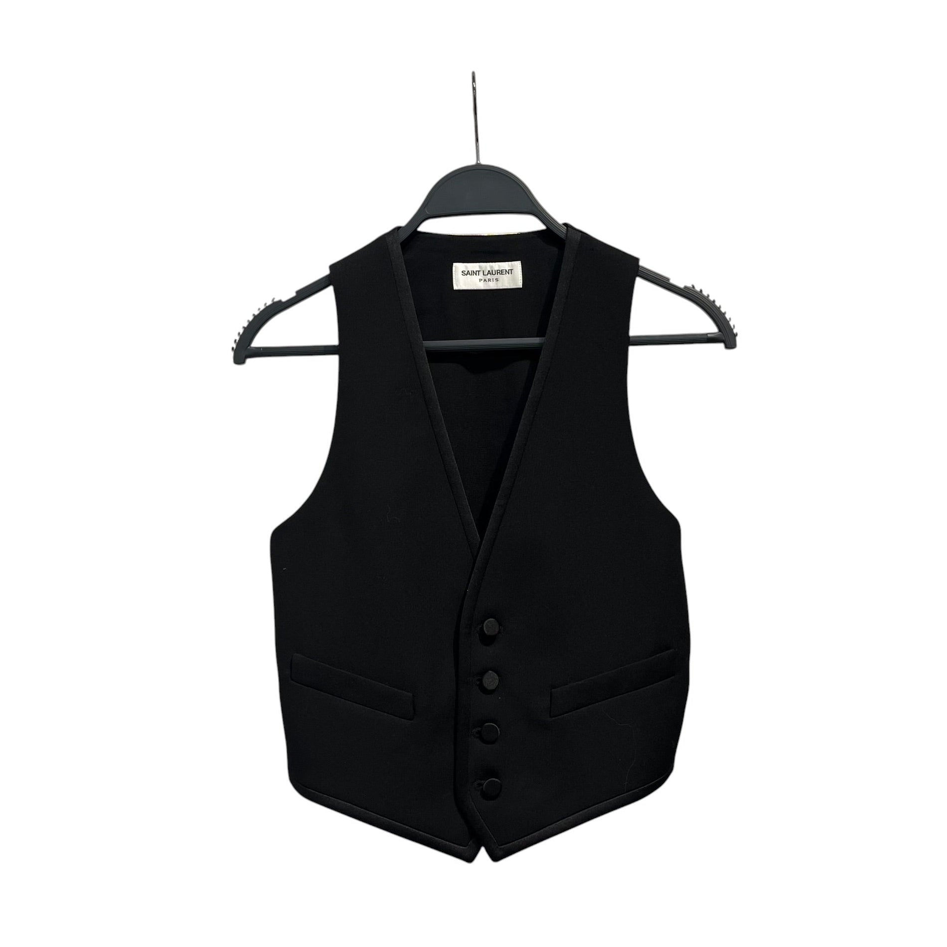 SAINT LAURENT/Waistcoat/36/Wool/BLK/GOLD CHAIN, DEEP VNECK view 1