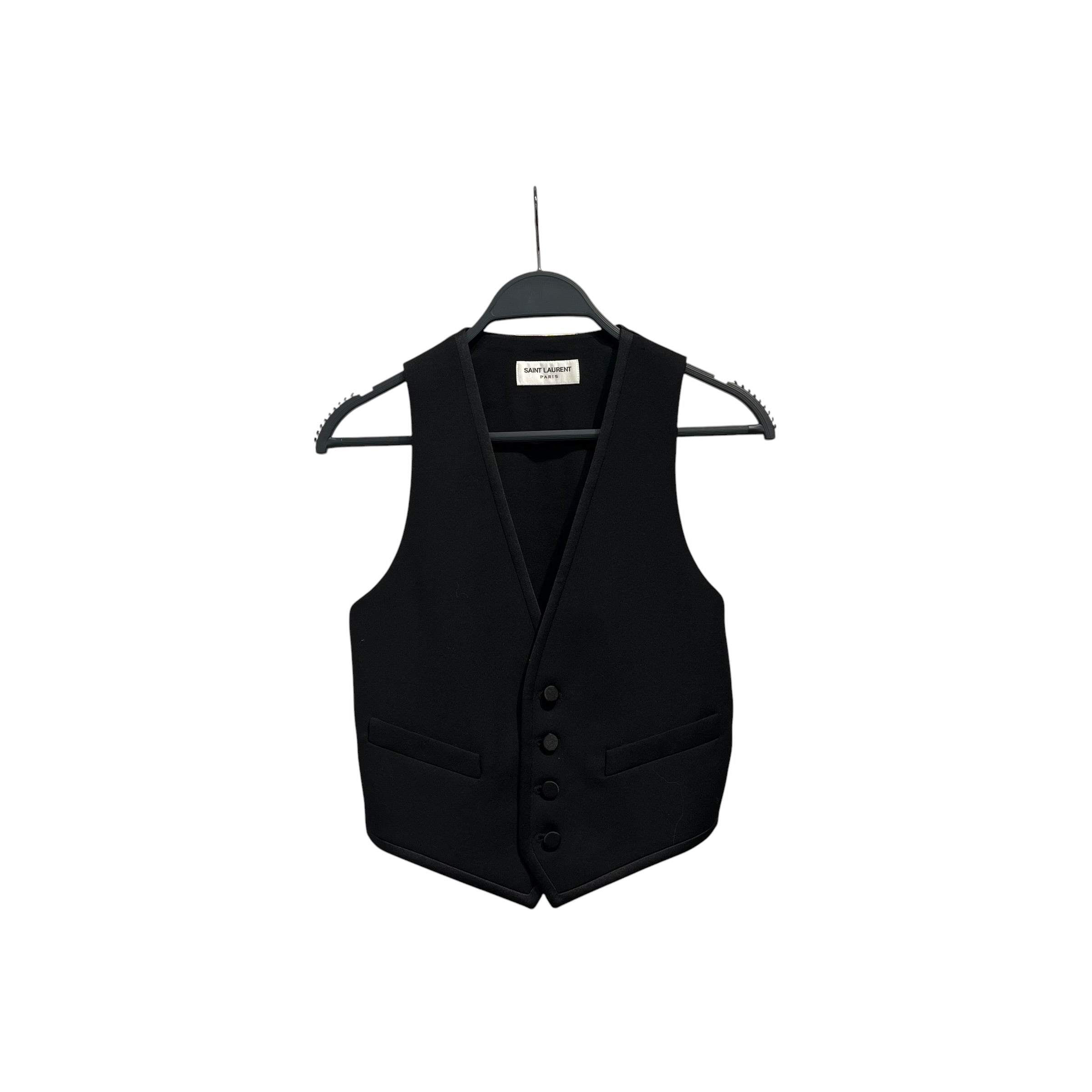 SAINT LAURENT/Waistcoat/36/Wool/BLK/GOLD CHAIN, DEEP VNECK view 1