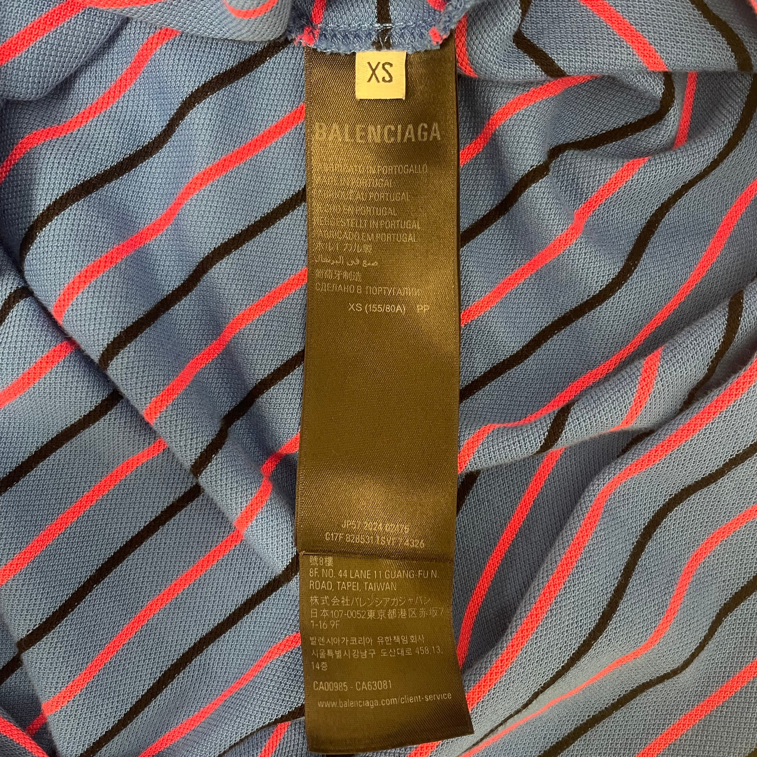 BALENCIAGA/Polo Shirt/S/Cotton/BLU/Stripe/redblackstripe view 4