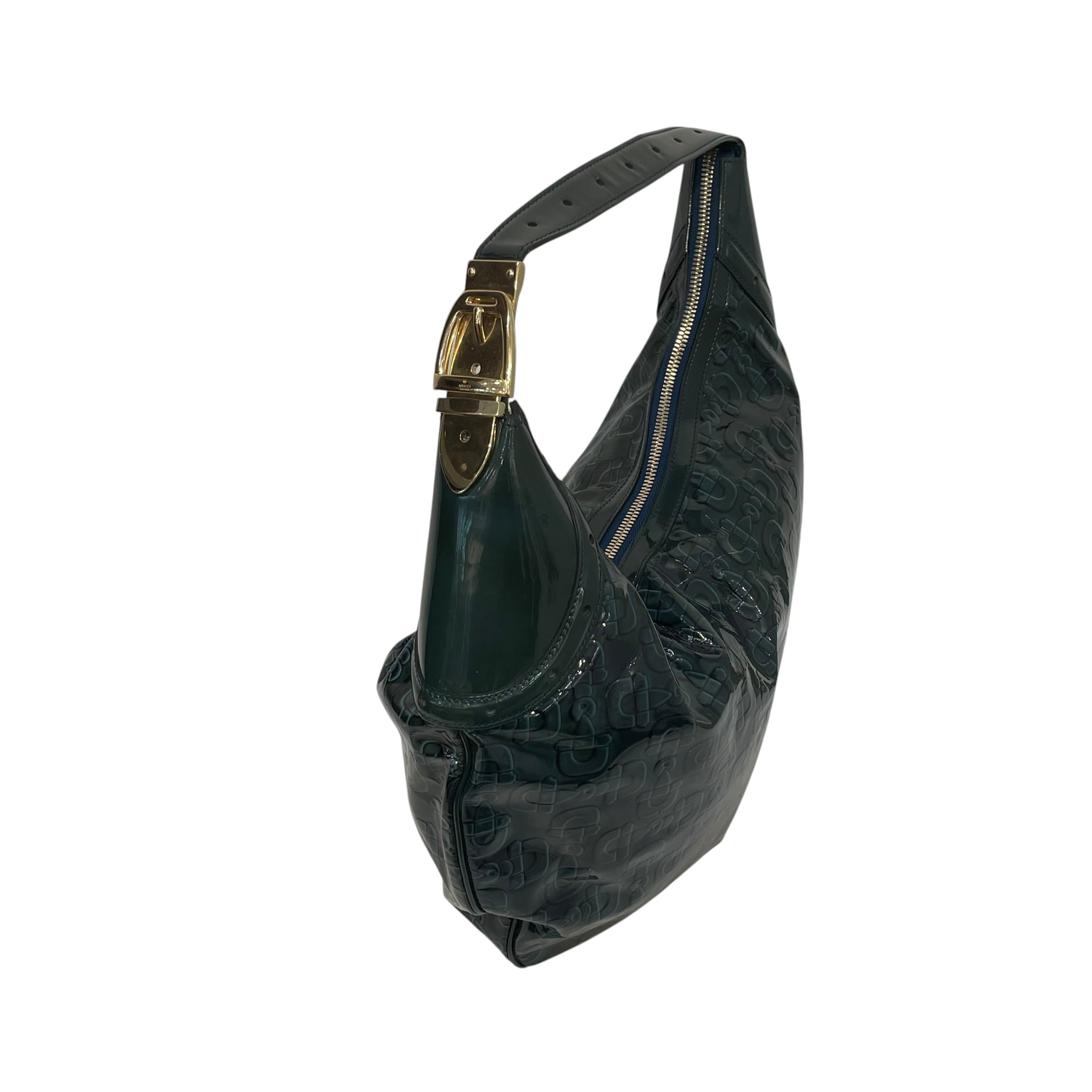 GUCCI/Hand Bag/All Over Print/Leather/BLU/patent leather horsebit glam view 3
