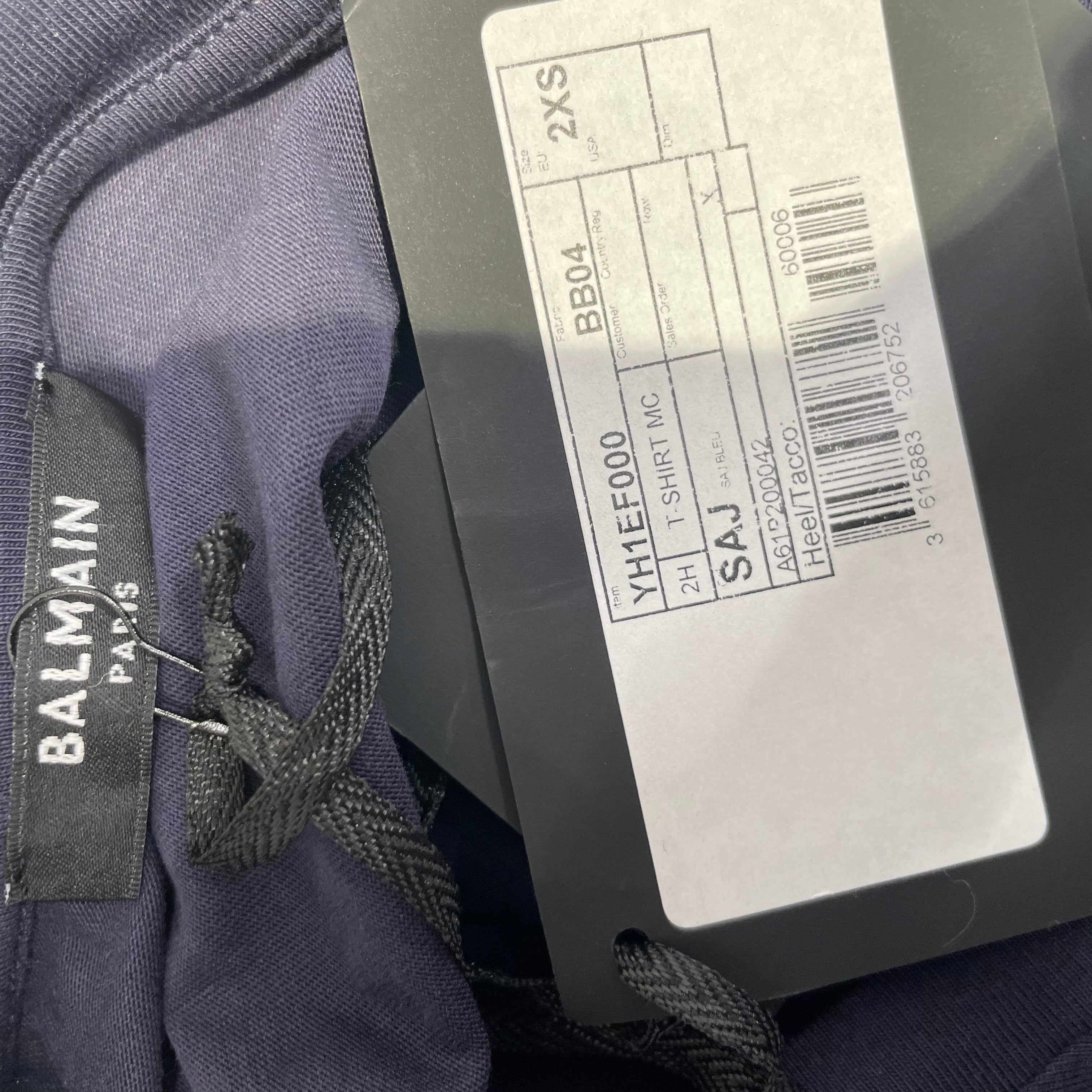 BALMAIN/T-Shirt/XXS/Cotton/NVY/wht lettering logo view 3