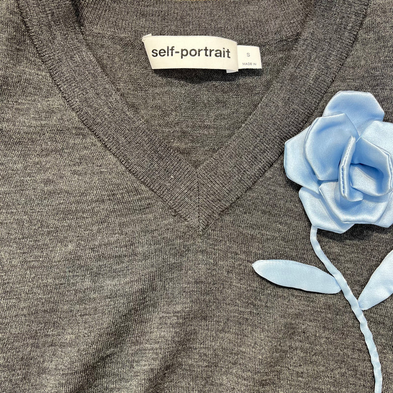 self-portrait/Sweater/S/Wool/GRY/flower applique sweater