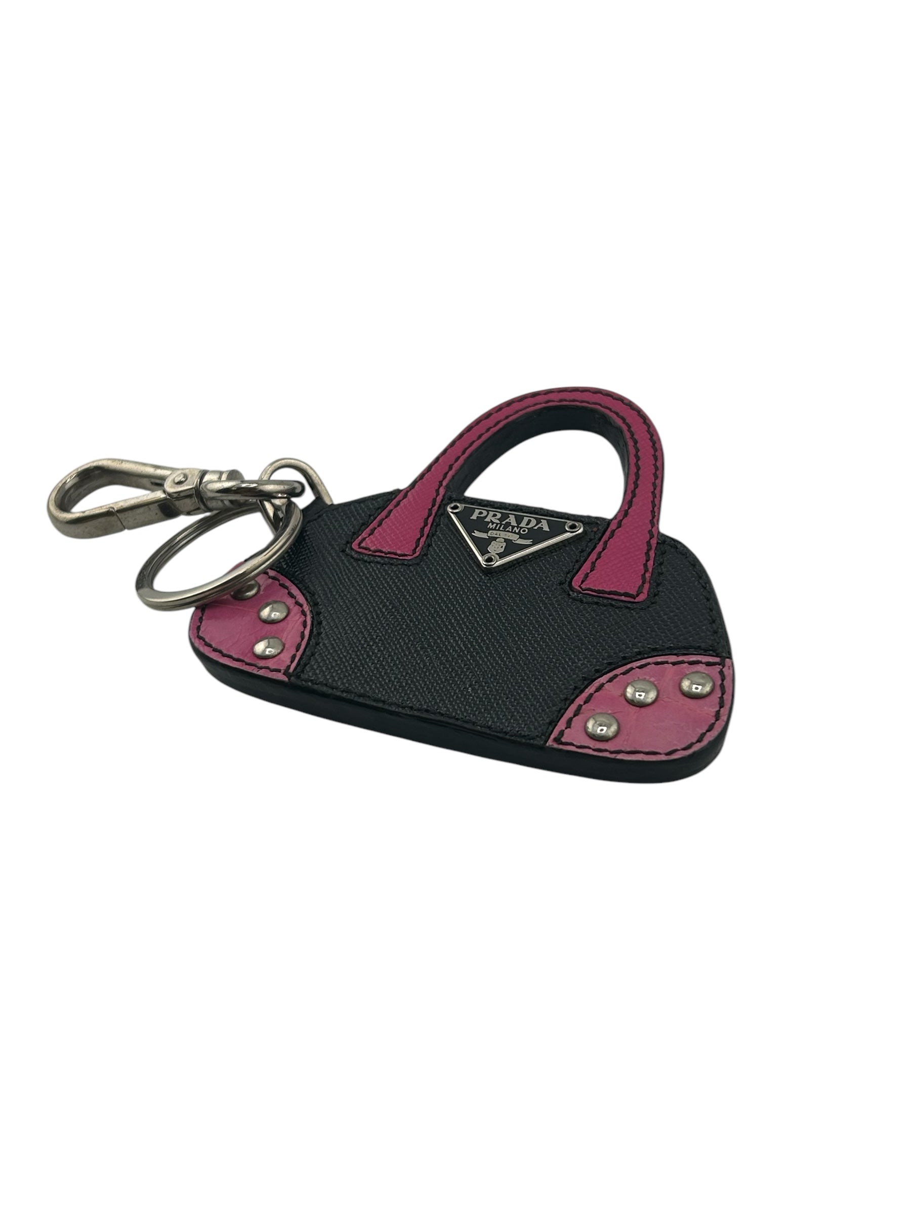 PRADA/SaffianoLeatherStuddedSatchel/Bag Charm/Multicolor view 3