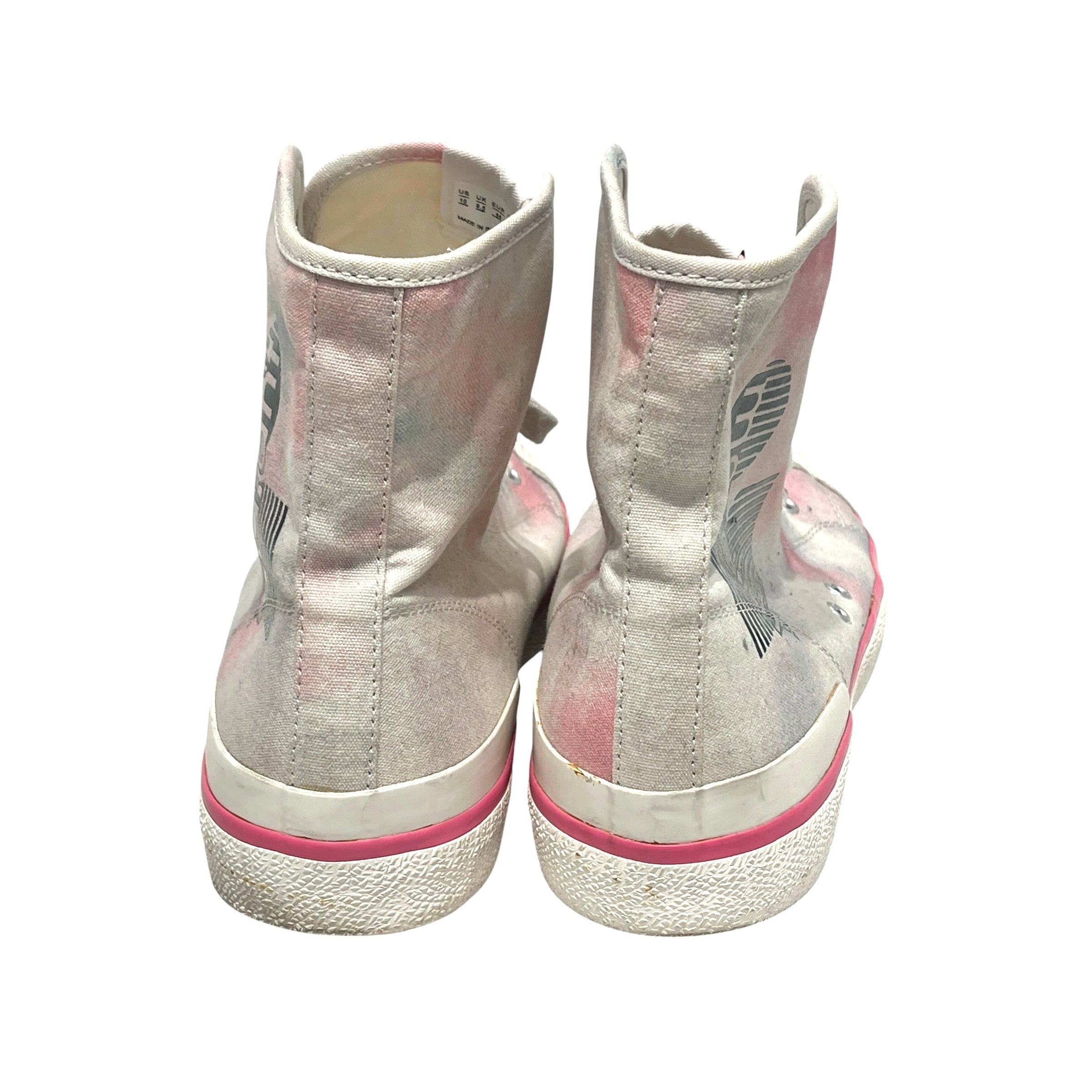 ISABEL MARANT/Hi-Sneakers/US 10/Graphic/Cotton/CRM/pink outline green logo view 12