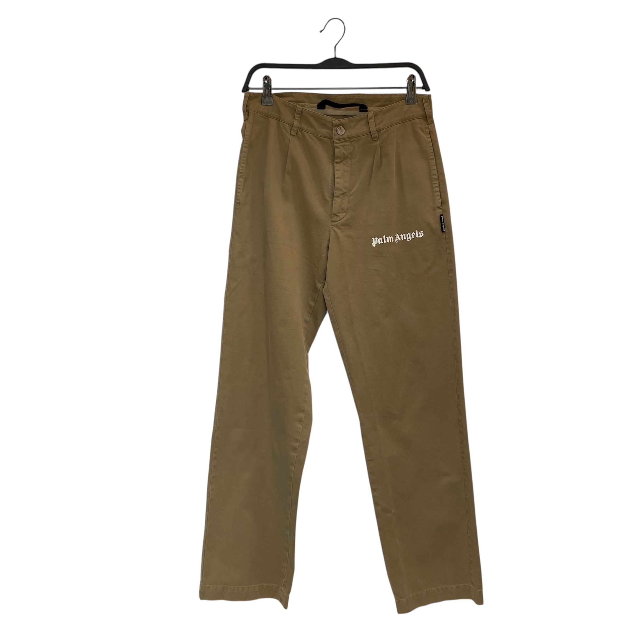 Palm Angels/Pants/44/Cotton/KHK/LOGO ON LEFT THIGH view 1