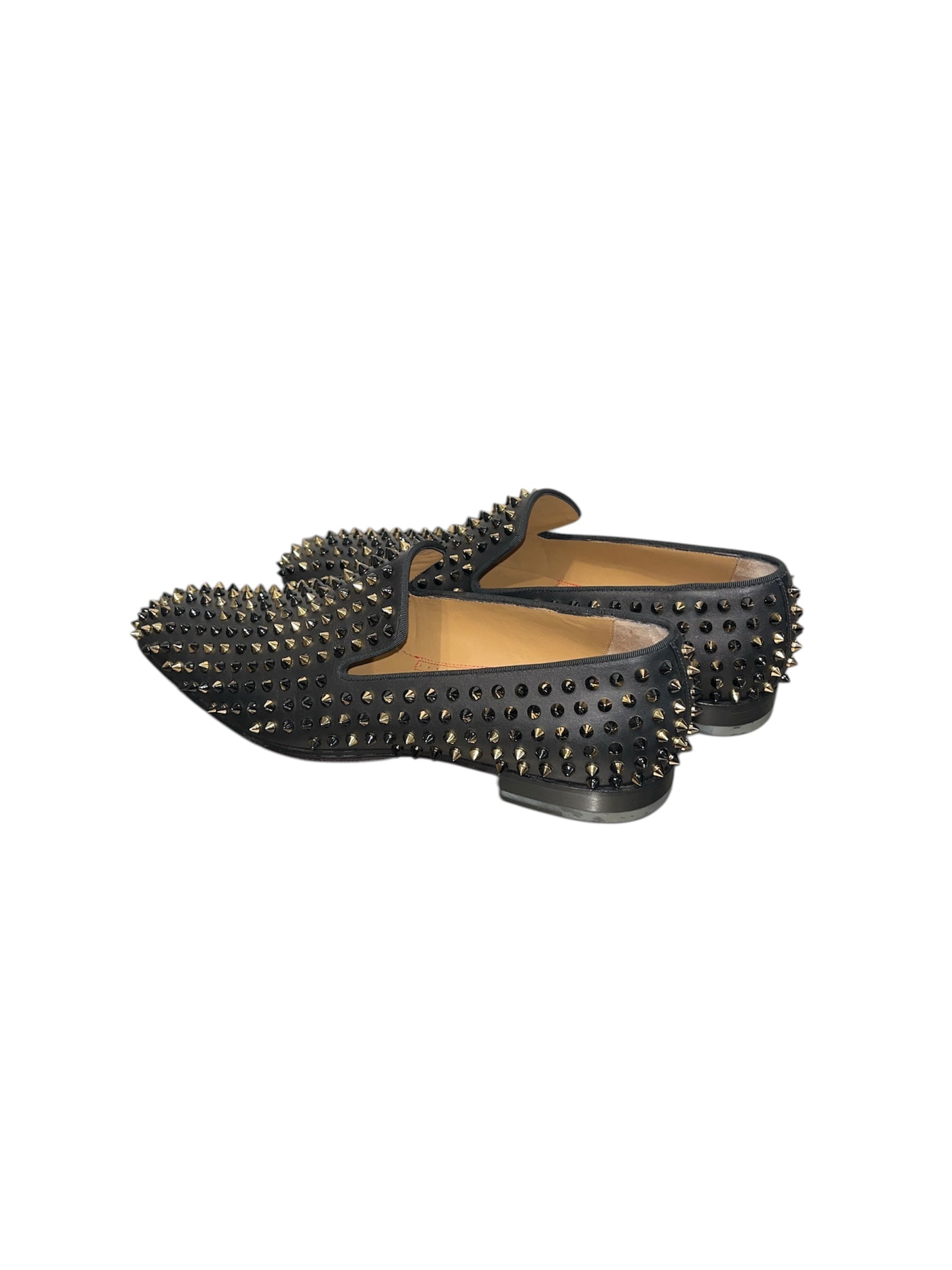 Christian Louboutin/Loafers/EU 45/BLK/spike all over, gold and blk view 2