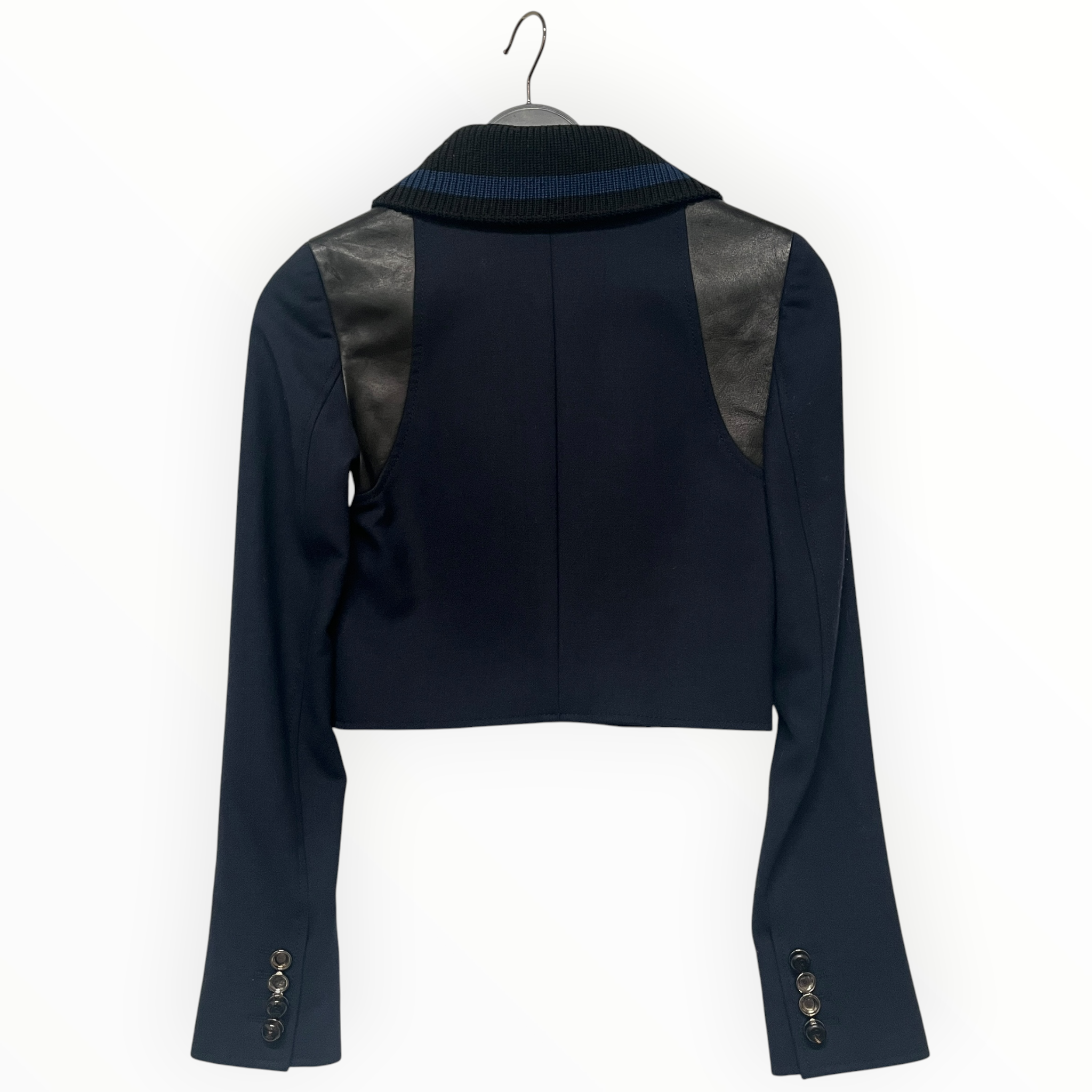 PROENZA SCHOULER/Suits/0/Wool/NVY/CROP BLAZER KNIT ROLLED COLLAR view 2