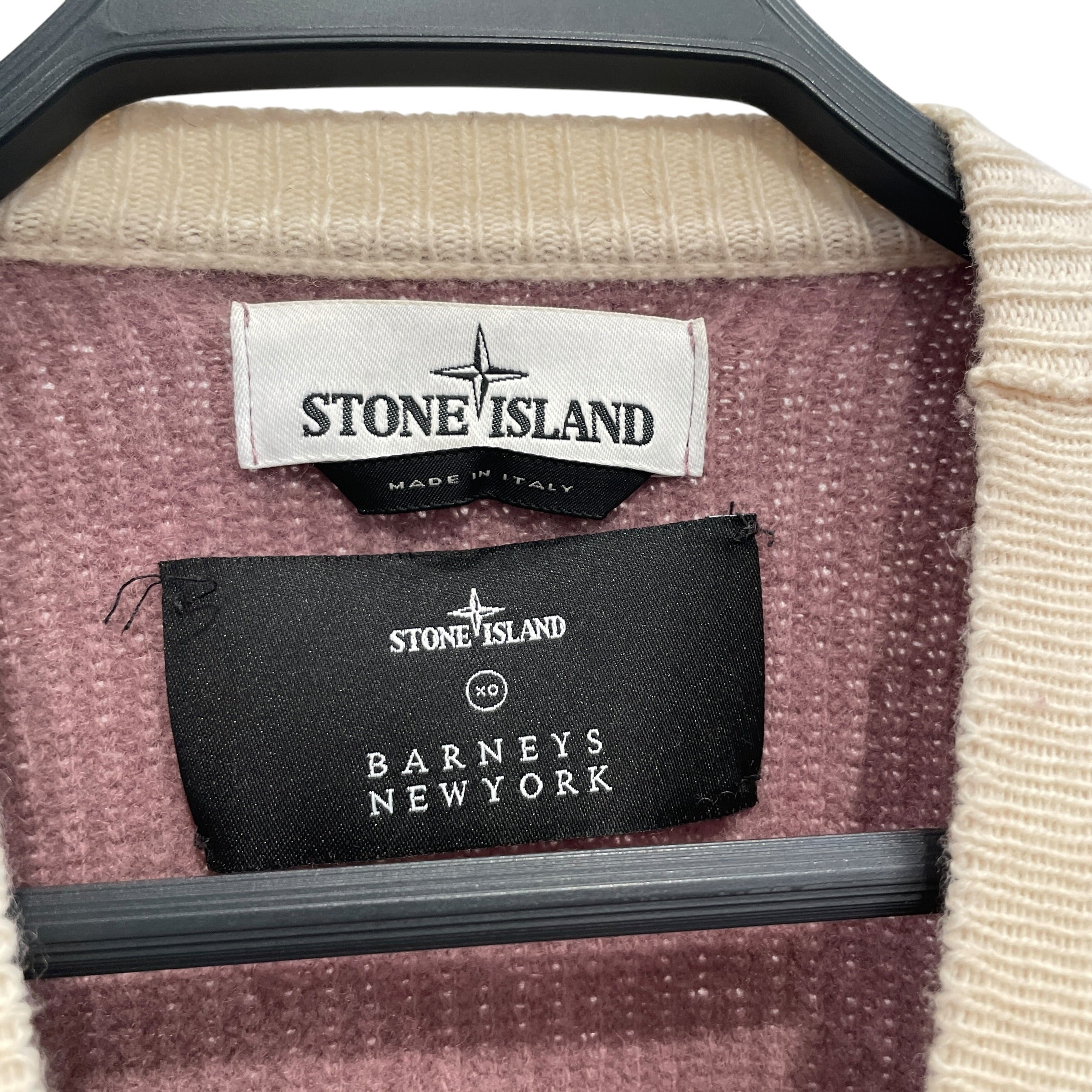 STONE ISLAND/BARNEYS NEWYORK/Heavy Sweater/M/Wool/PPL/MAUVE AND CREAM COLORBLOCK view 3