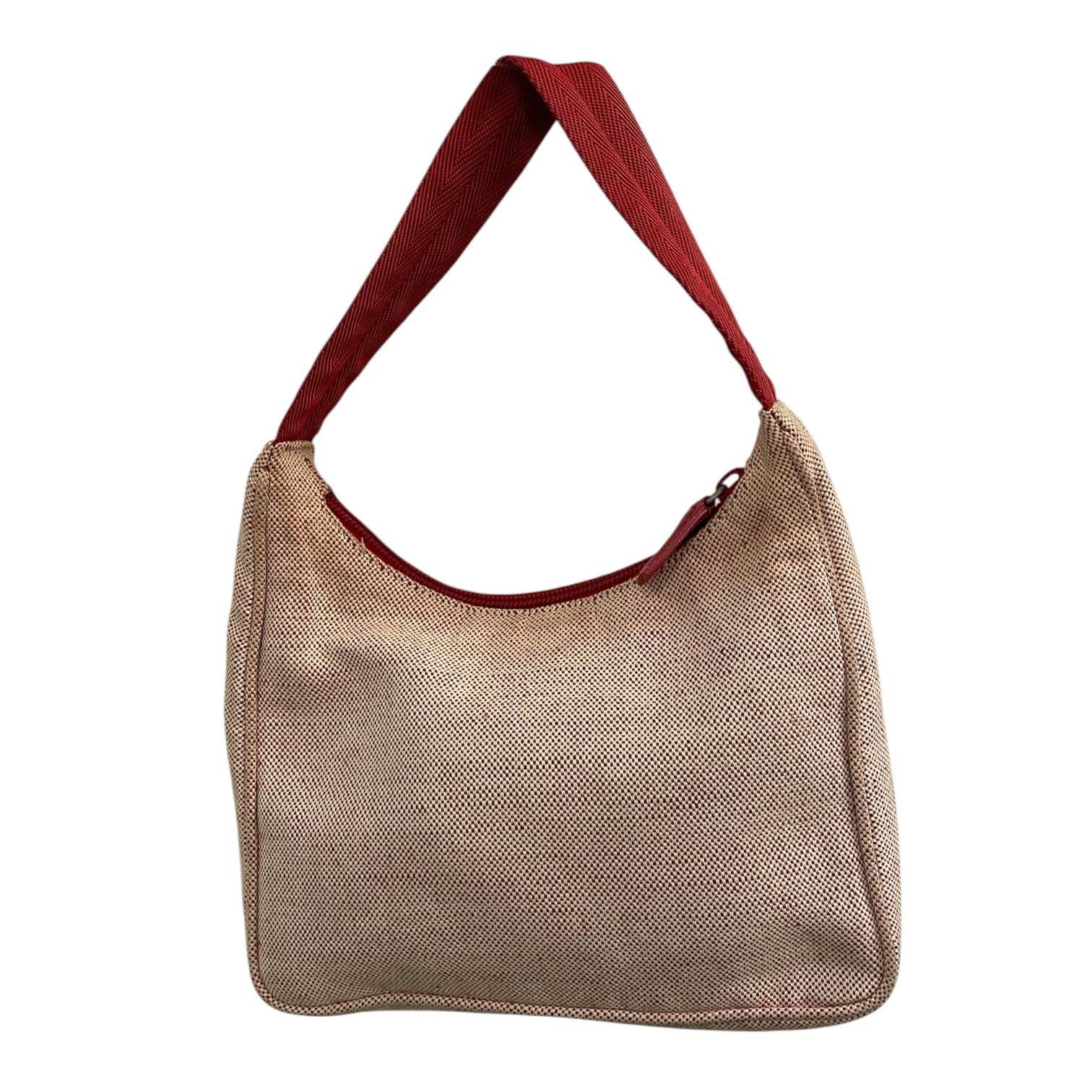 PRADA/Hand Bag/Cotton/BEG/Red Handle Mini Canvas Bag view 2