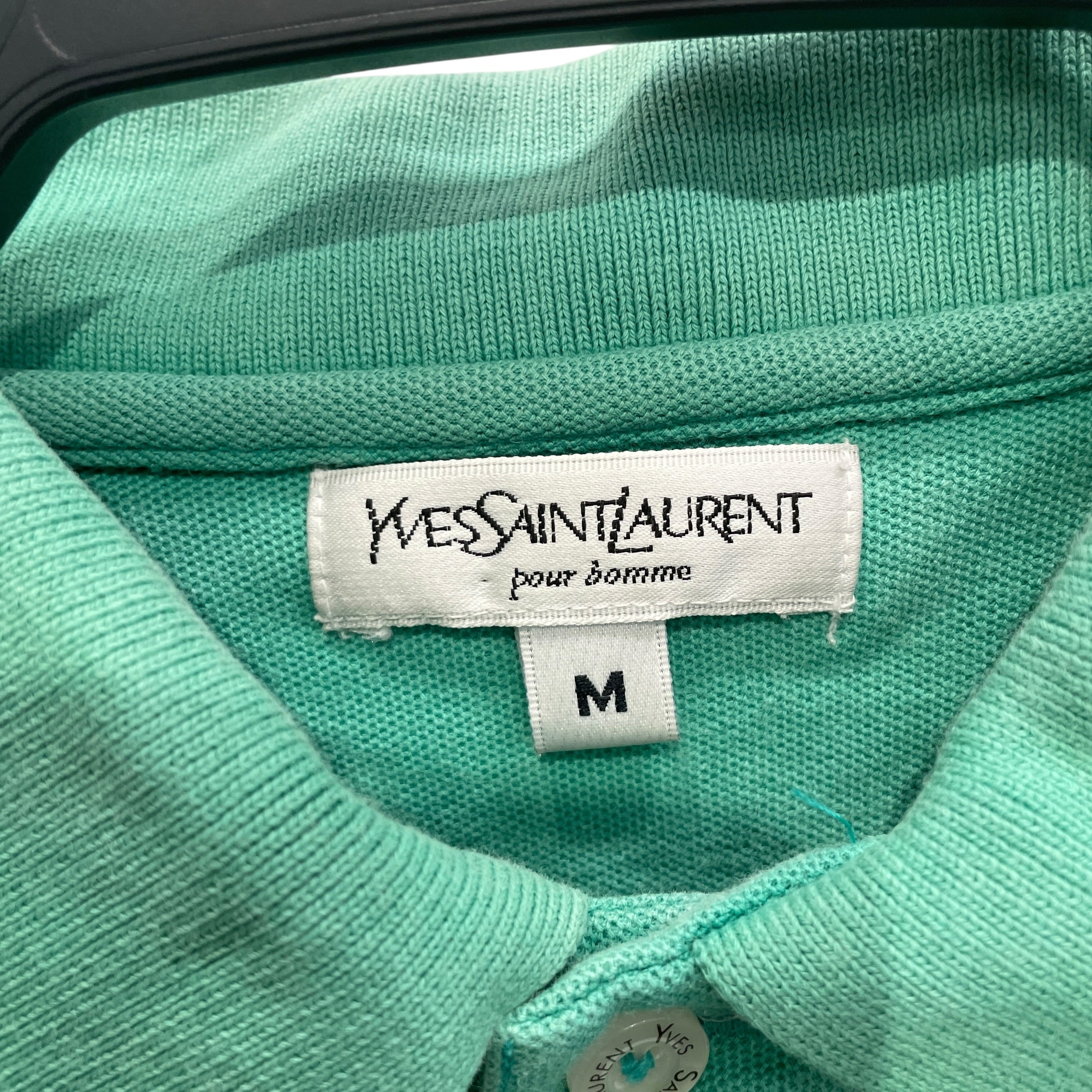 YVES SAINT LAURENT/Polo Shirt/M/Cotton/GRN/YSL EMBRIODERED FADE view 3