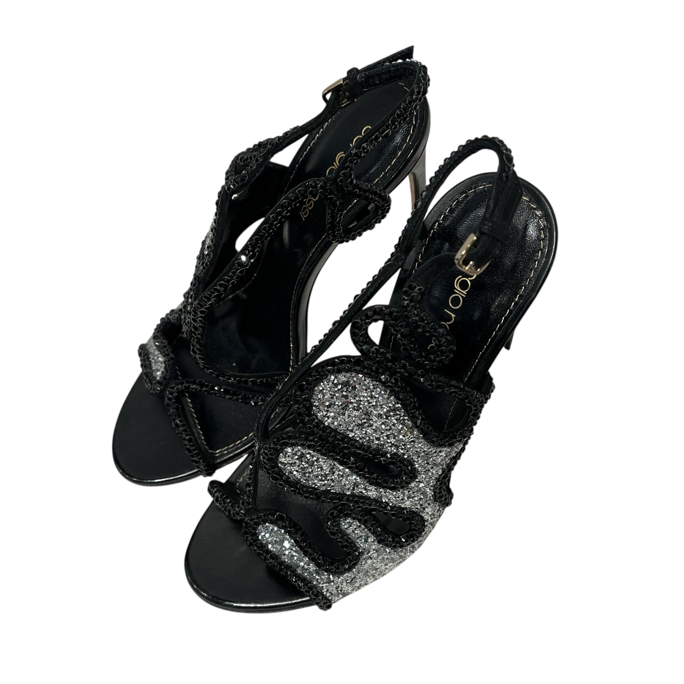 sergio rossi/Heels/EU 37/Graphic/Leather/BLK/GLITTER PATTERNED HEEL view 8