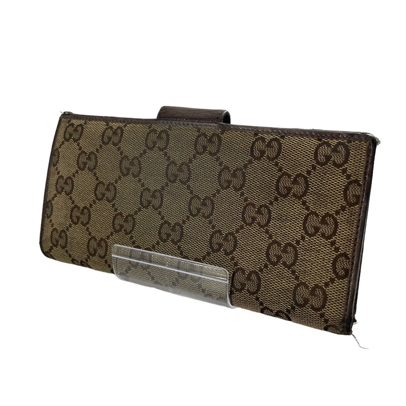 GUCCI/Long Wallet/Monogram/Leather/BRW/CANVAS/GLD BCKLE/LTHER INSIDE