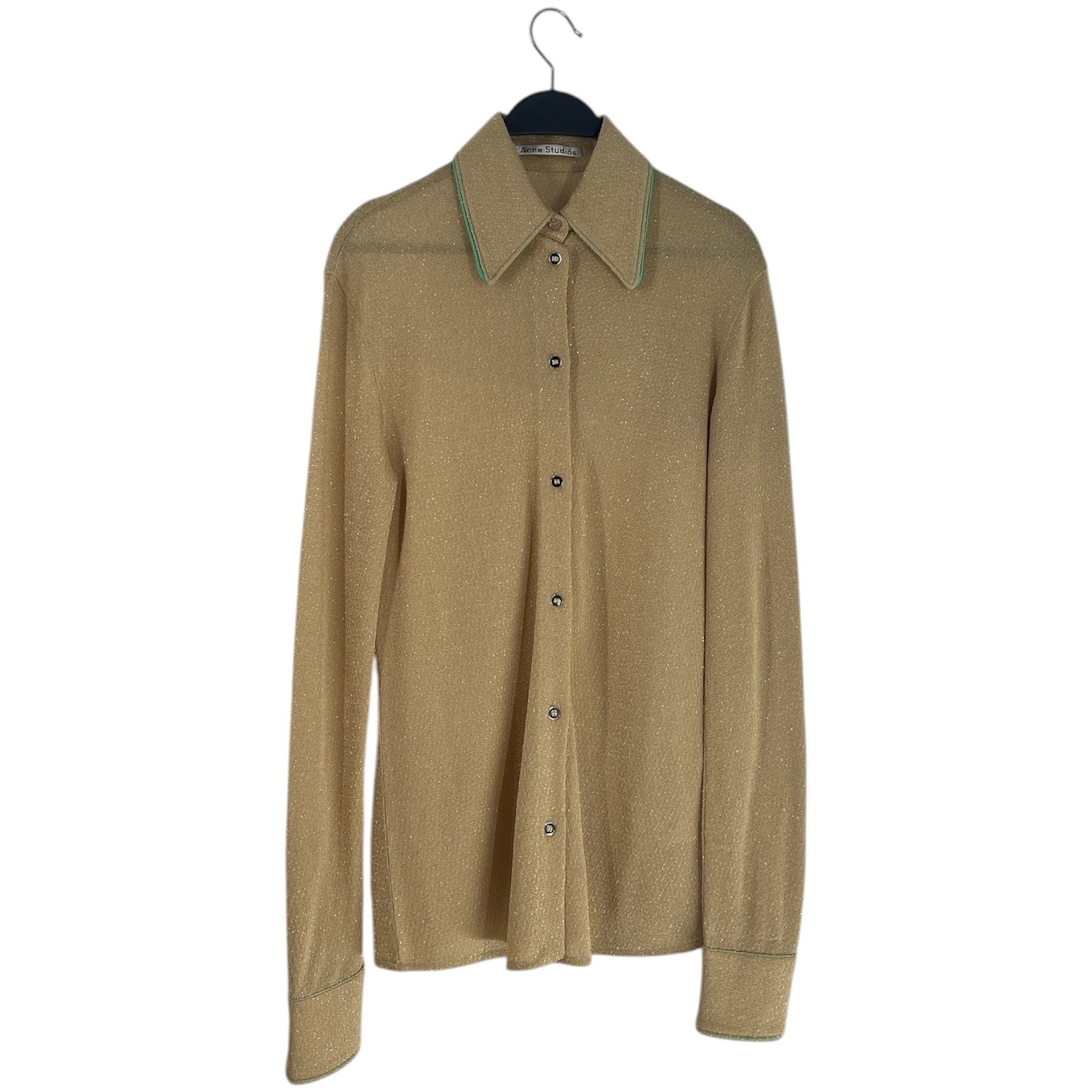 Acne Studios/LS Blouse/S/Plaid/Rayon/GLD/GREEN TRIM GLITTER WEAVE view 1