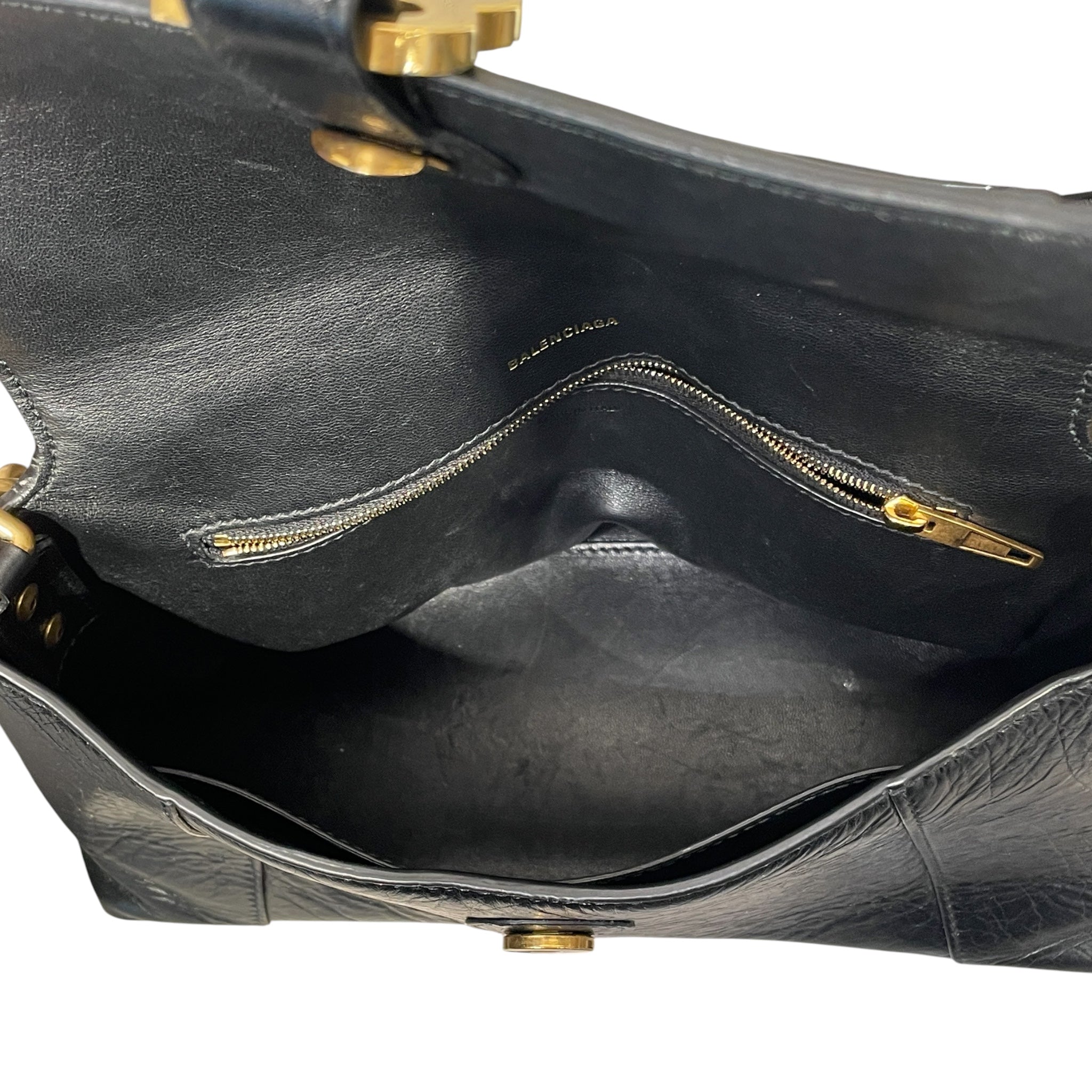 BALENCIAGA/Hand Bag/Leather/BLK/DOWNTOWN HOURGLASS view 4