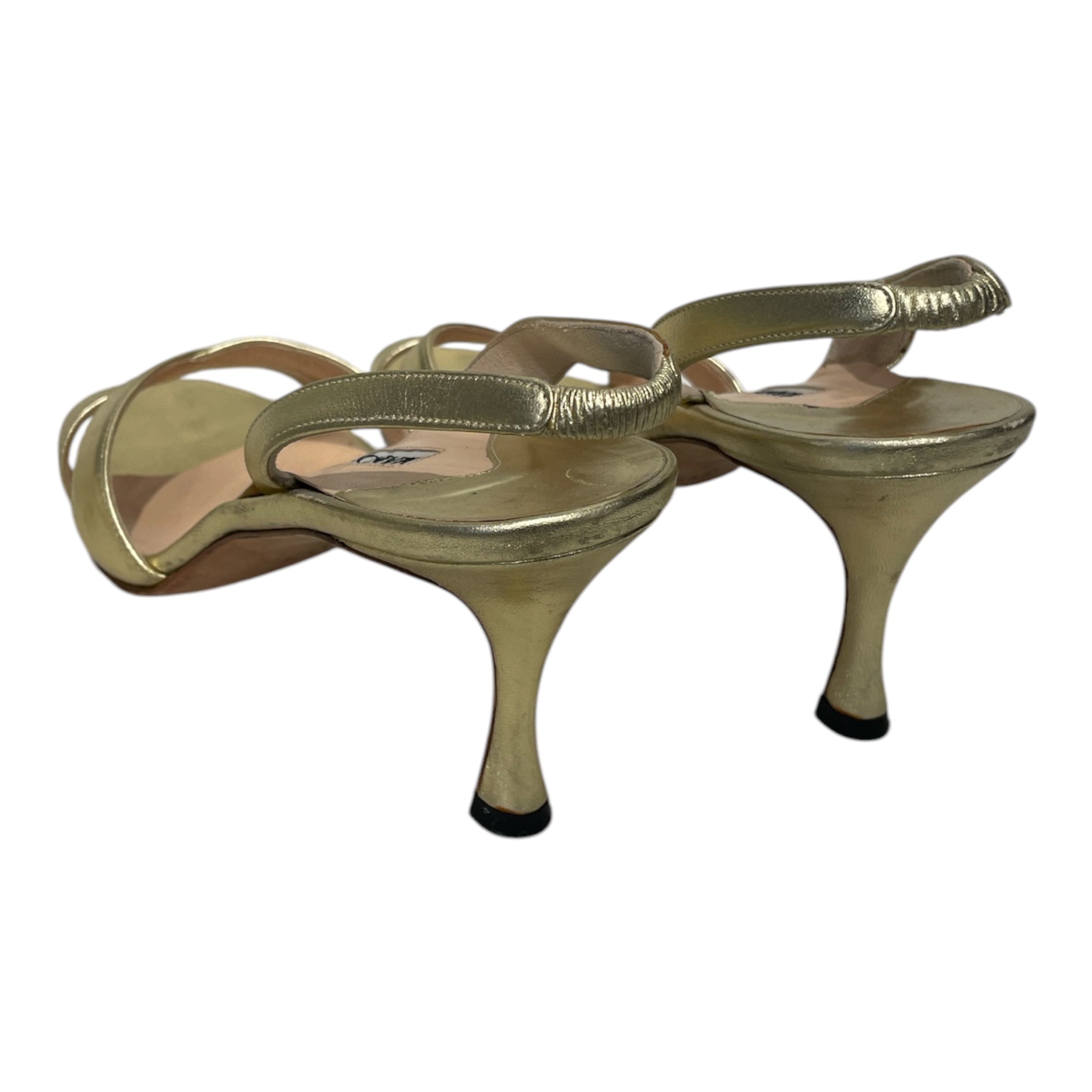 MANOLO BLAHNIK/Heels/EU 35.5/Leather/GLD/SLINGBACK view 2